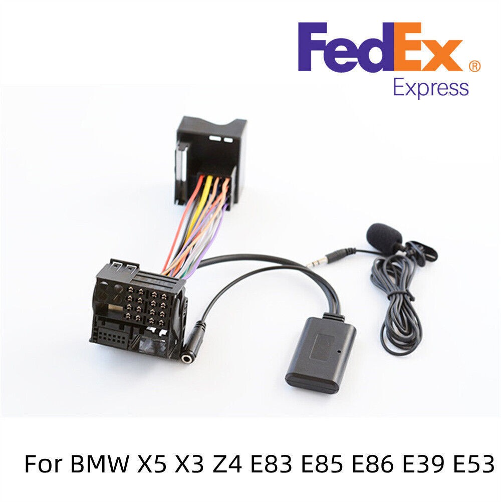 12PIN Aux Bluetooth 5.0 Adapter+ Microphone Cable For BMW X5 X3 Z4 E83 E85 E86