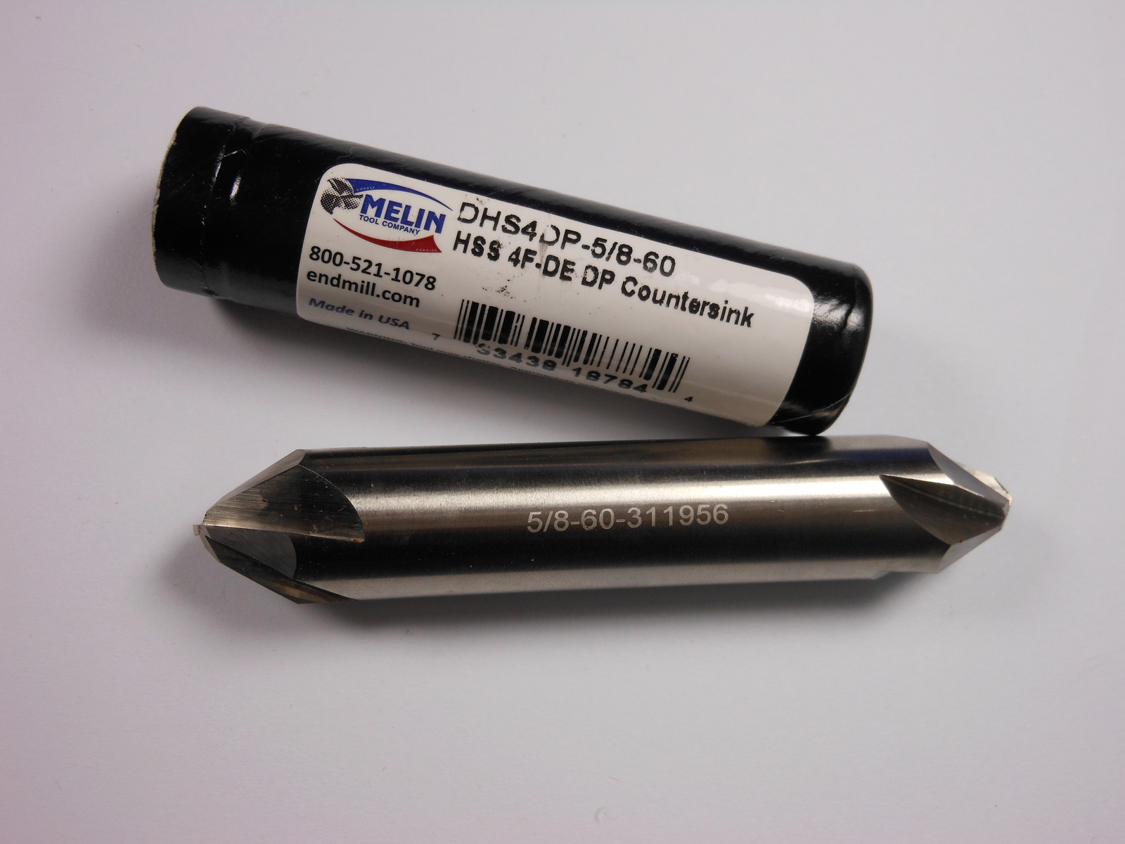 MELIN Double Countersink 5/8" 60° 4FL HSS 3-1/4" OAL DHS4DP-5/8-60