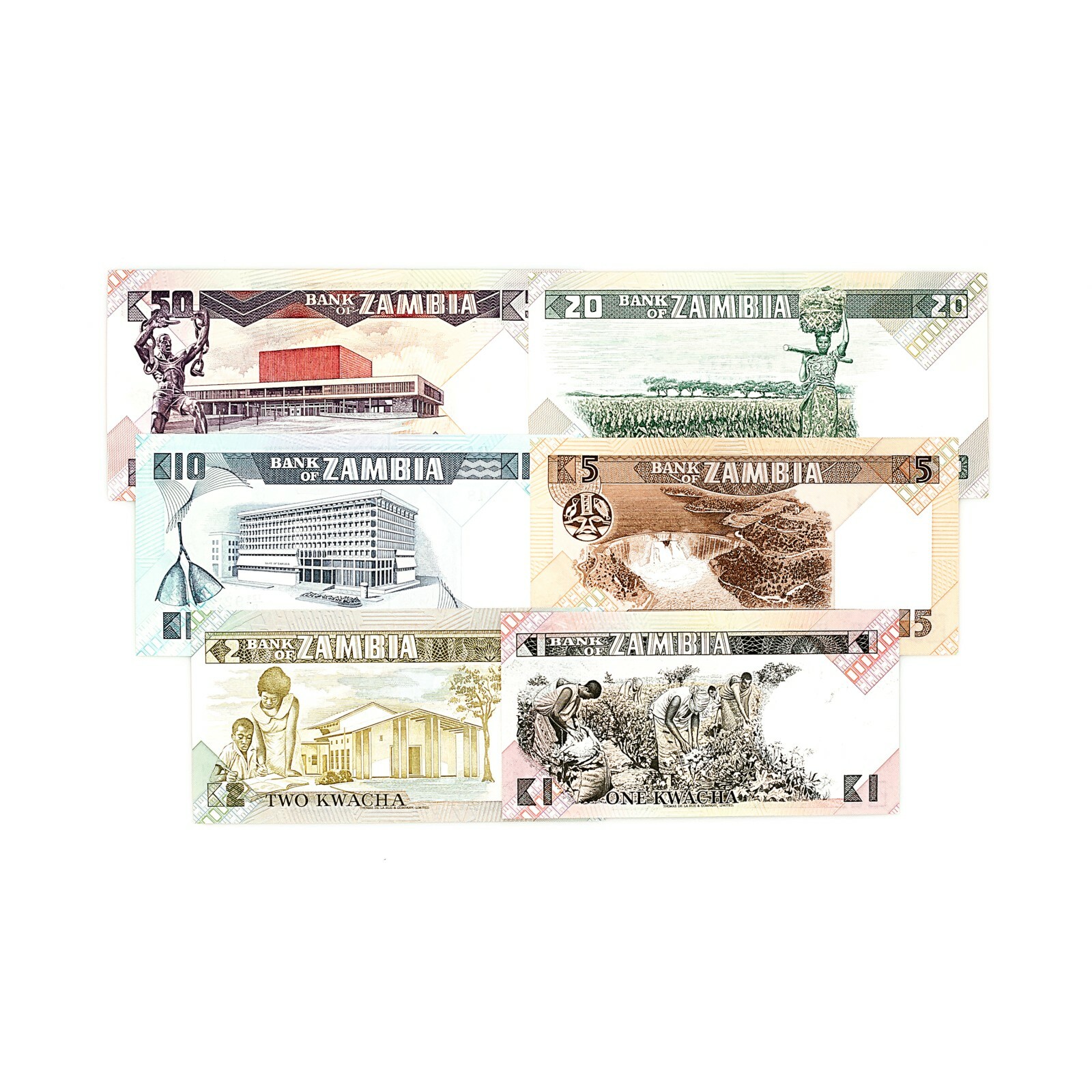 6 diff. Zambia 1980's Au-Unc.