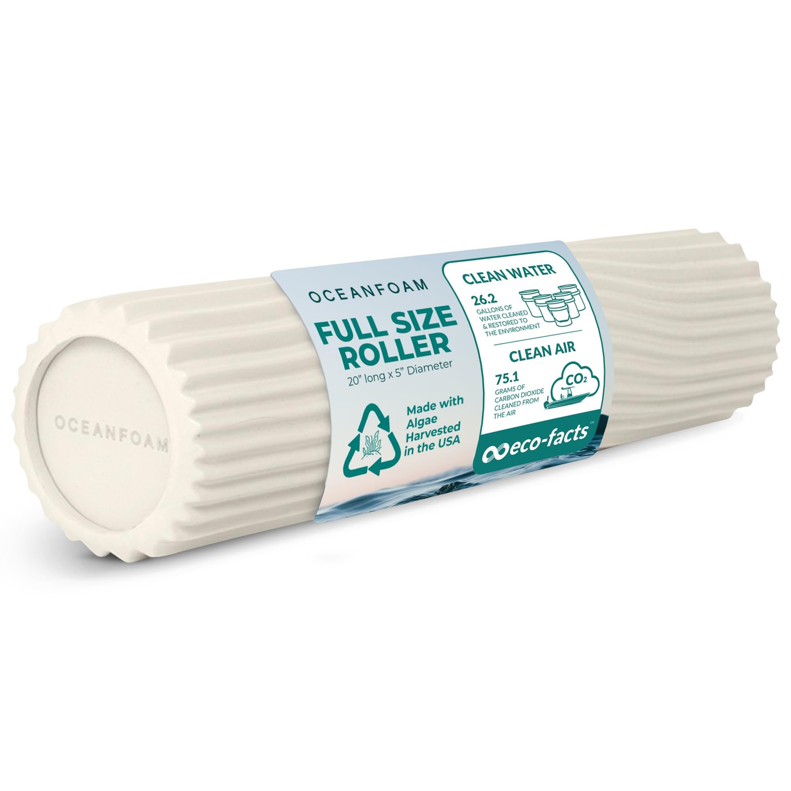 Tidal Roller - Natural - Muscle Massage Foam Roller for Back Pain & Stretchin...