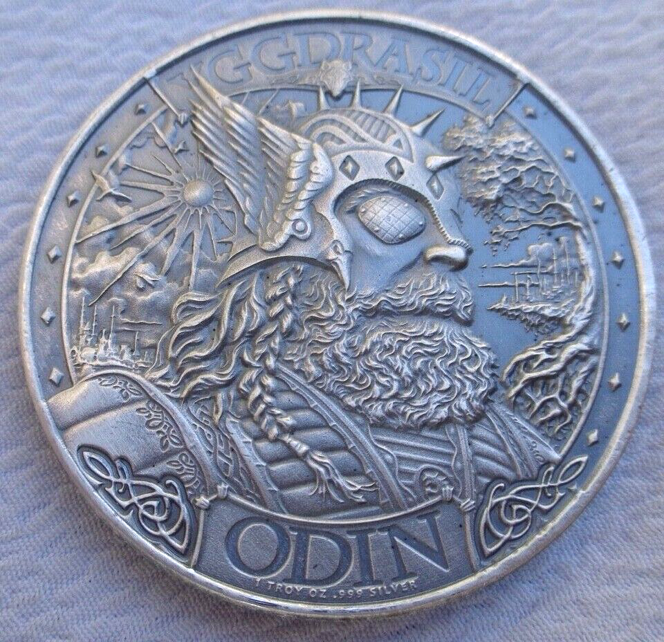 1 oz. ASGARD Mythical Cities Series ODIN antiqued UHR rounds .999 fine silver