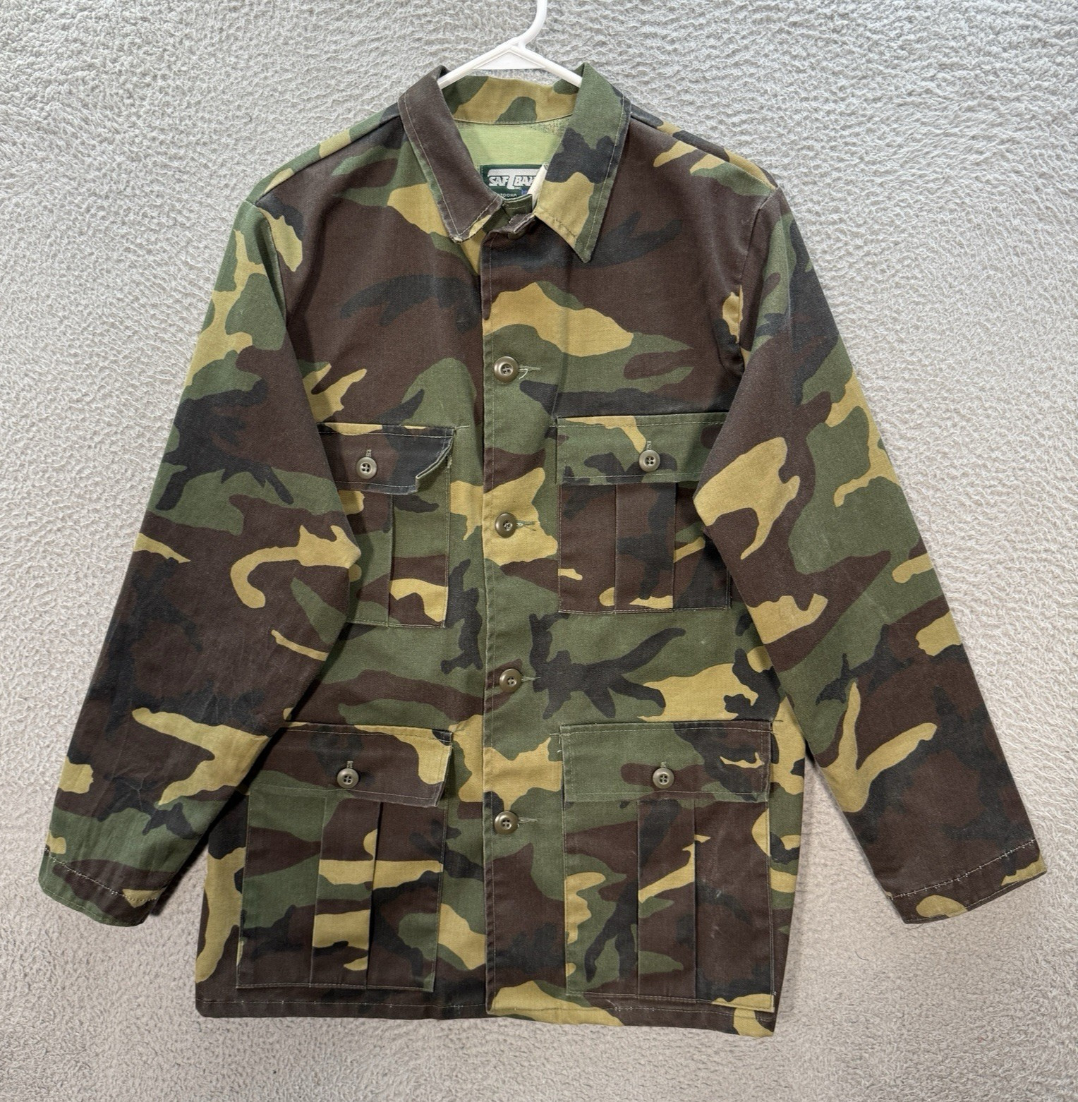 Vintage Saftbak Camouflage Field Jacket Adult Medium Hunting Camo Army 80s 90s