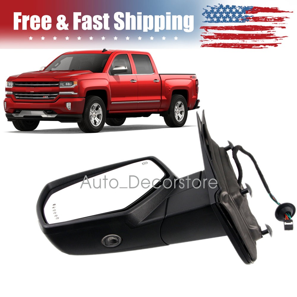 Mirror Power Folding Heated Memory Signal Chrome LH For 2014 15-2018 GM Pickup