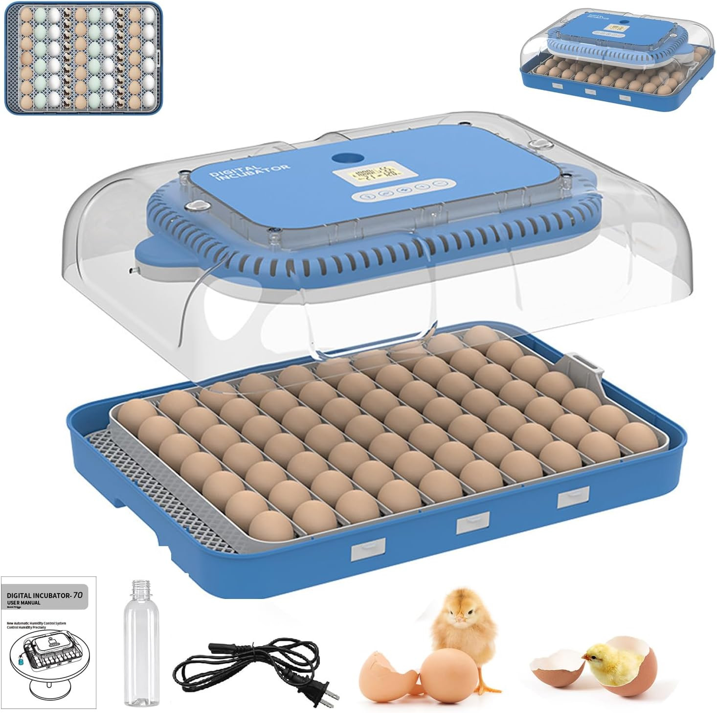 Howoolua 70 Egg Incubator for Hatching Eggs Withauto Turn, Temp & Humidity Contr