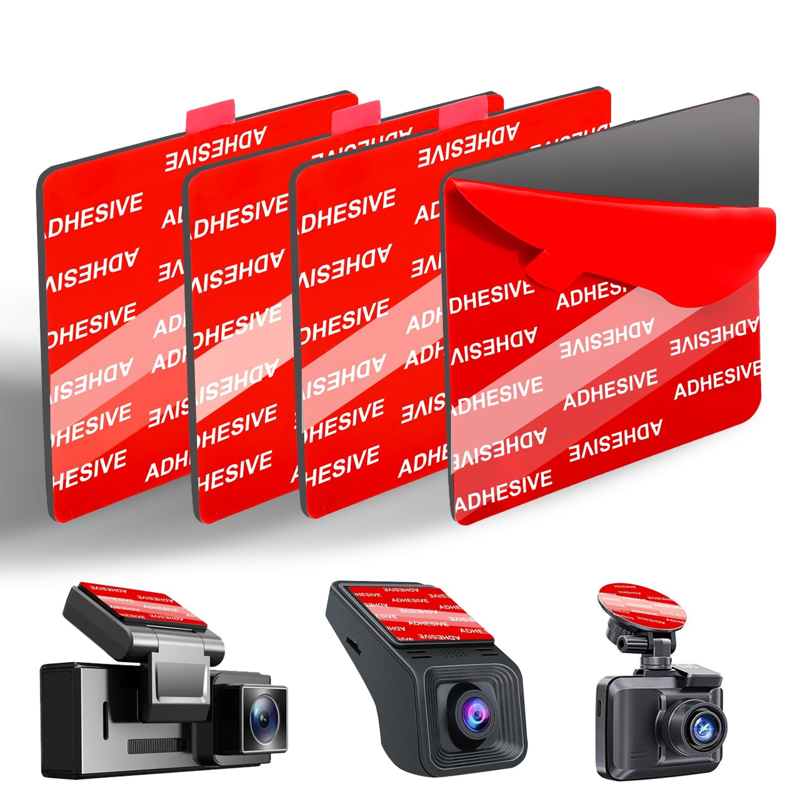 ILKCC Very High Bond Sticky Adhesive Pad for Dash Cam Windshield, 4Pcs Red