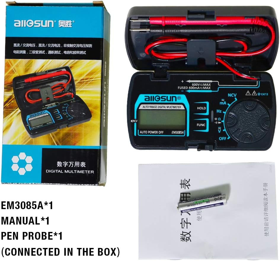 Auto Ranging Pocket Tiny Digital Multimeter, Mini Electrical Travel Meter AC/DC