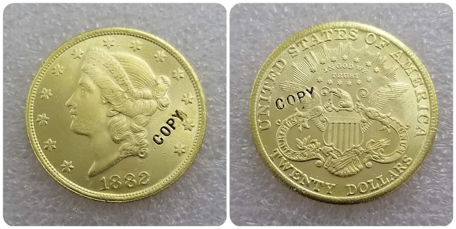 1882 Golden Liberty Double Eagle Twenty Dollars Coin Contemporary Restrike
