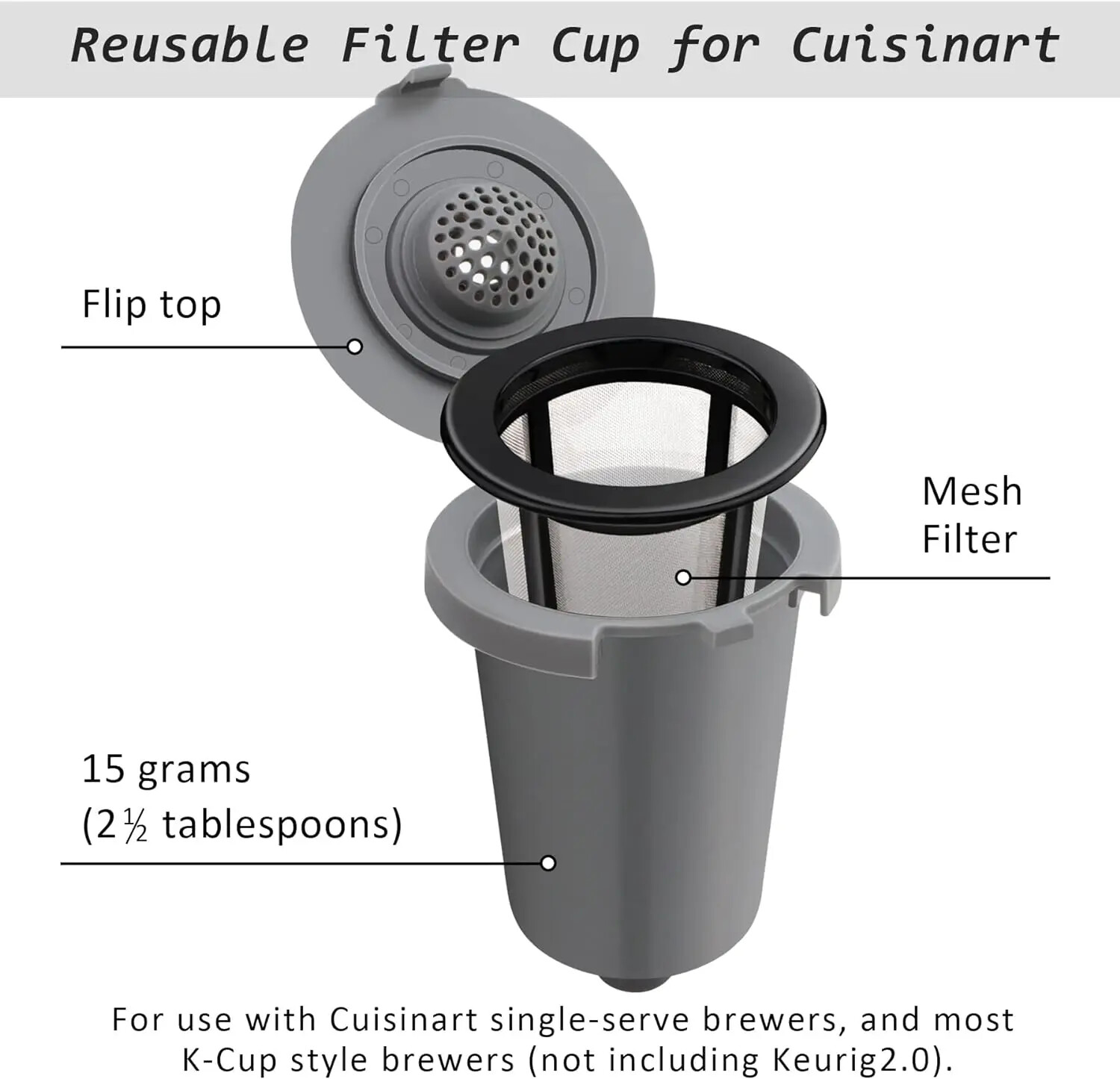 Reusable Filter Cup for Cuisinart #SS-RFC K Cup Home Barista Accessoire Cafe