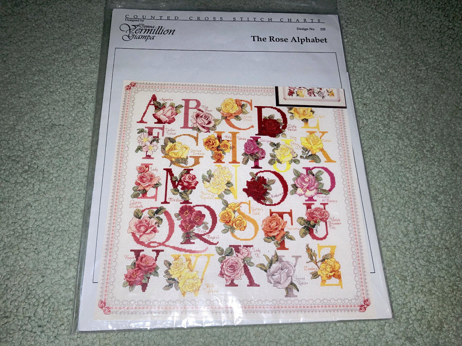 RARE NEW Donna Vermillion Giampa THE ROSE ALPHABET - CHART PACK