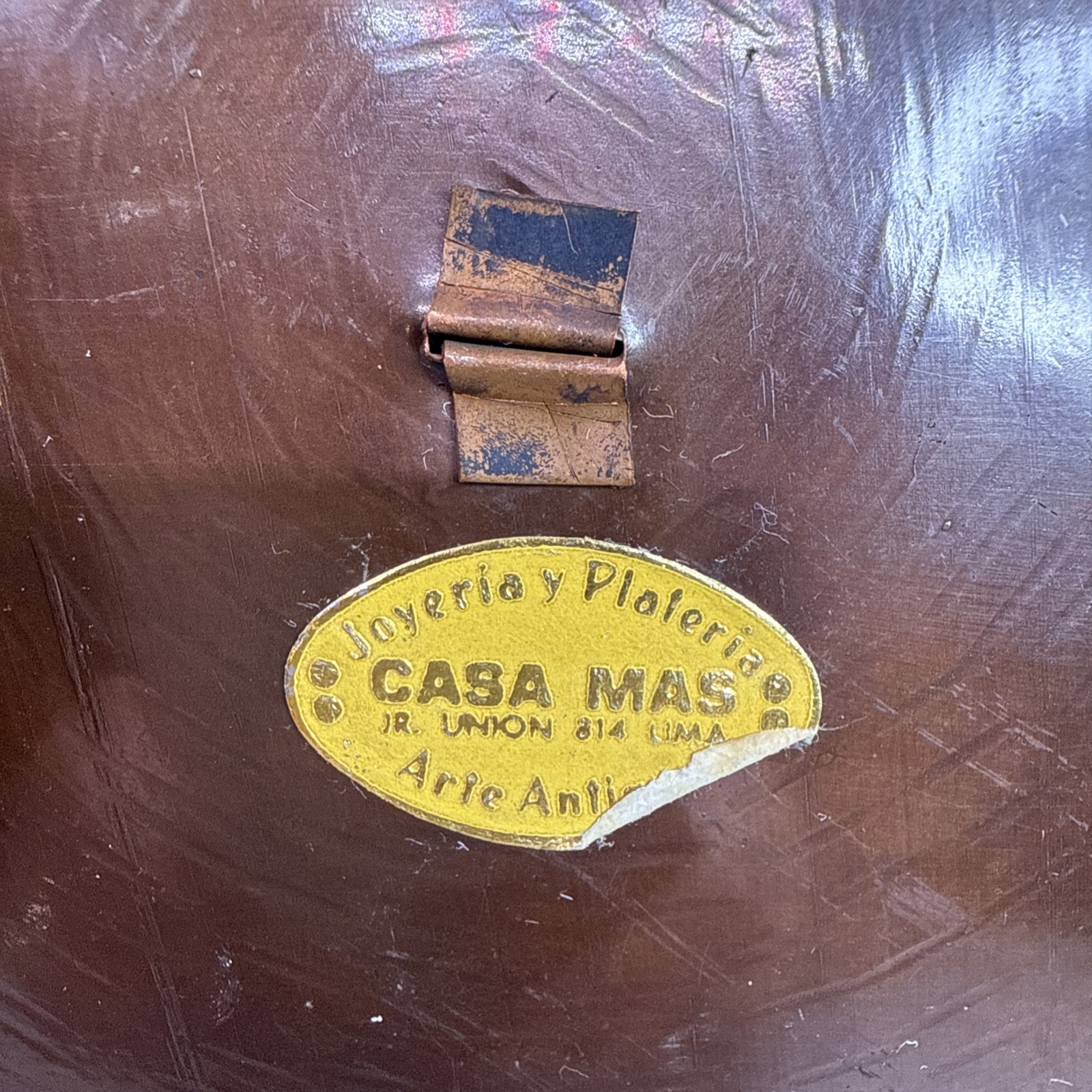 Peruvian Brass Copper Decorative Wall Plate Souvenir 8.5” llama Round Casa Mas
