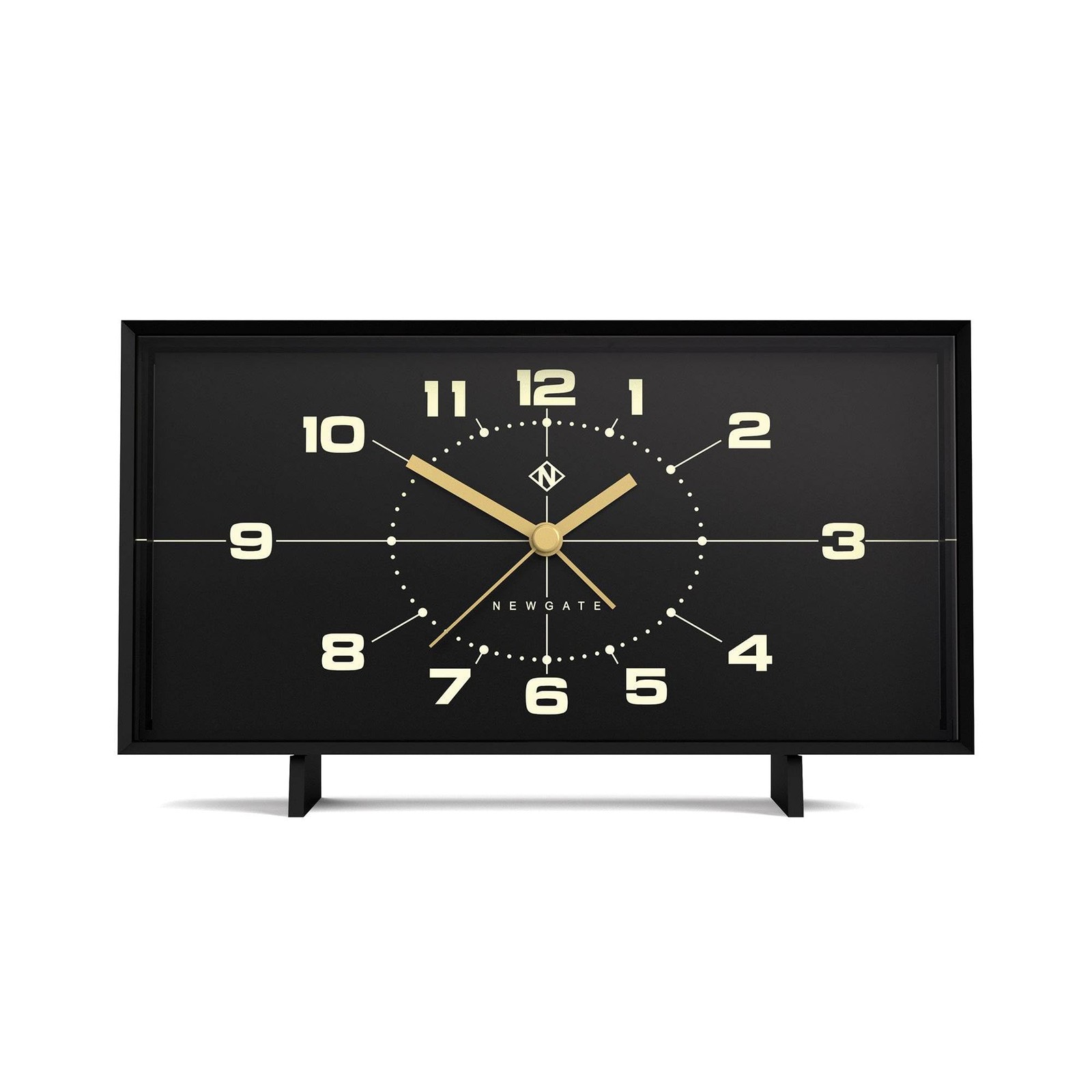 NEWGATE® Wideboy Alarm Clock | Rectangular Retro Design | cm, Matt Black