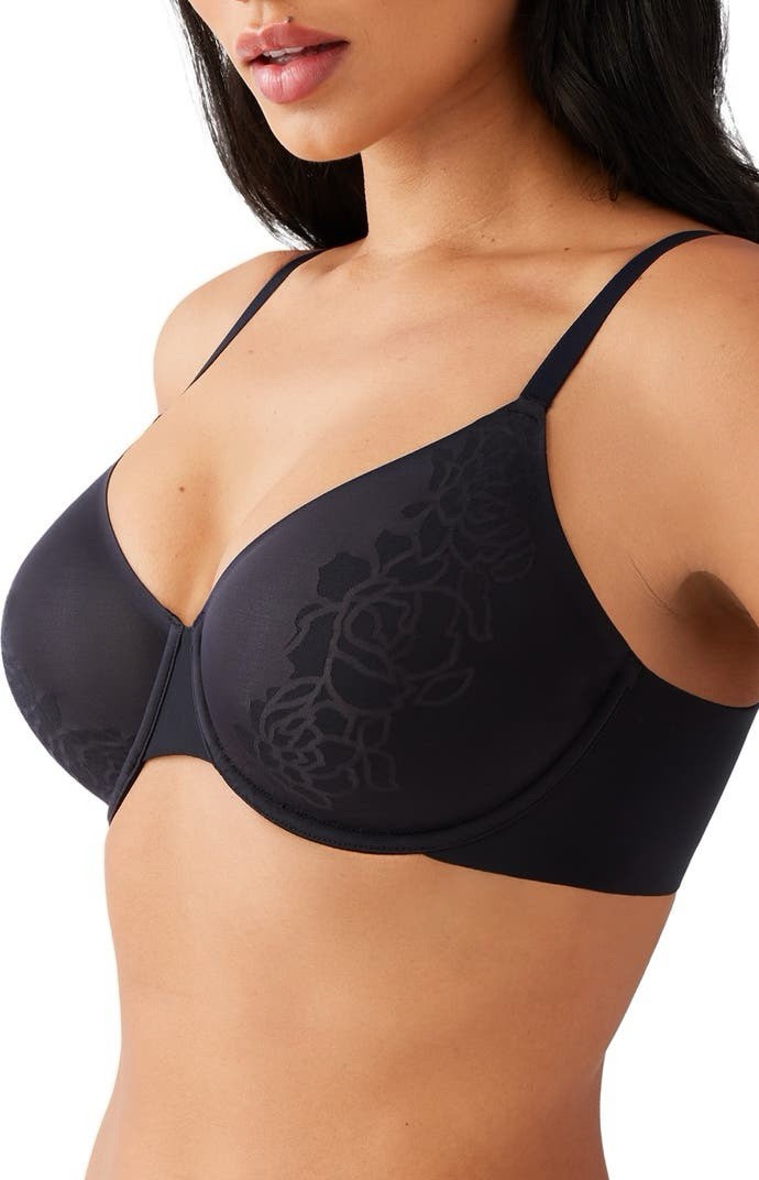 Wacoal 855380 Confidence Boost Underwire Bra Sz 40D BLACK
