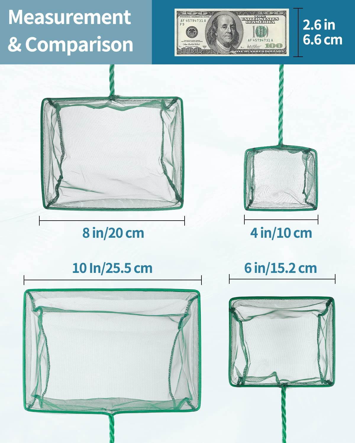 4 Inch Rust-Resistant Aquarium Fish Net with Soft Mesh - Perfect for Ponds