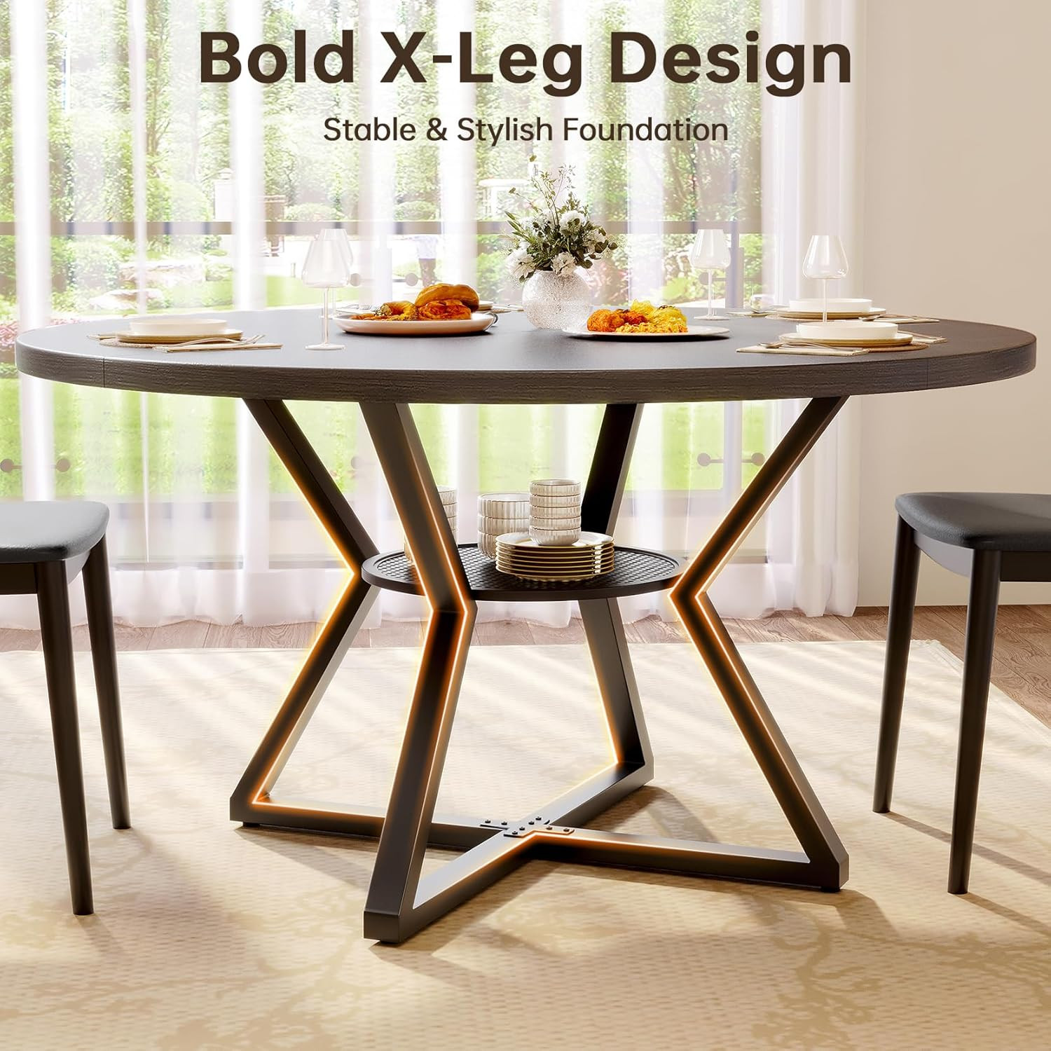 47" round Kitchen Dining Room Table for 4-6 Circle Dining Dinner Table