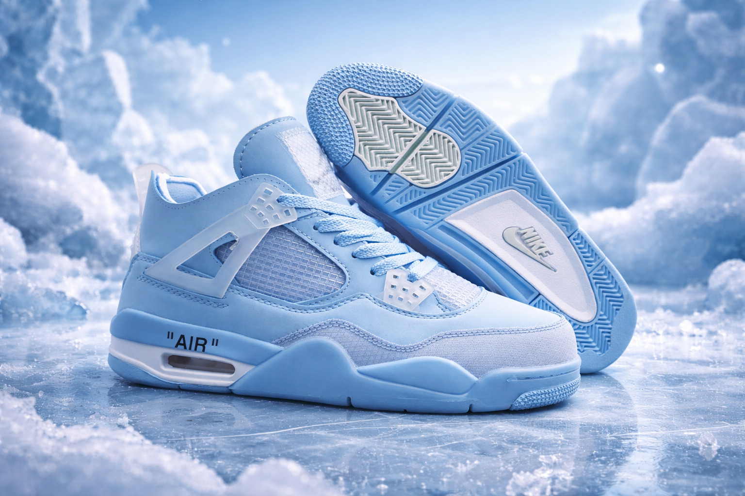 Men's All Size US Jordan 4 Retro "Off White Blue"