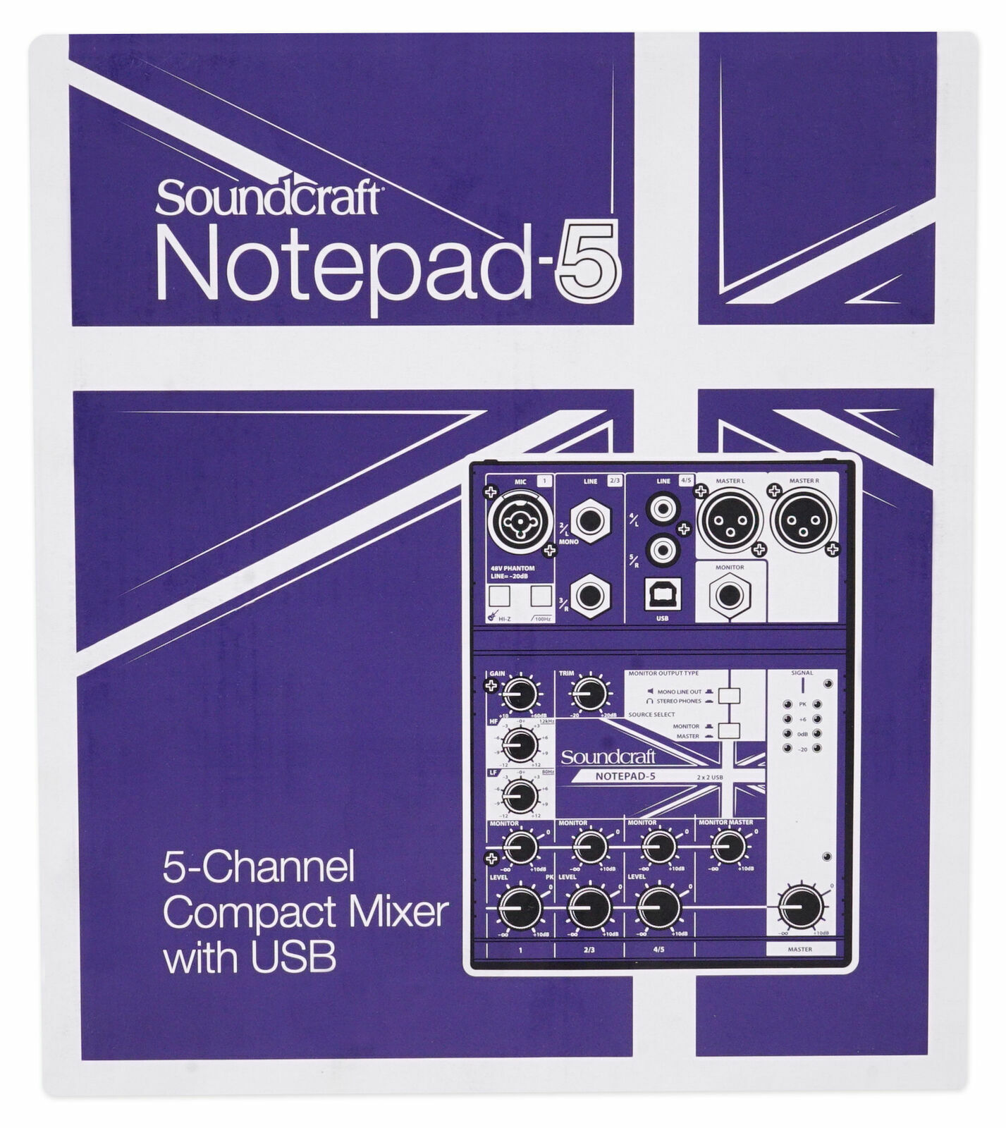 Soundcraft Notepad-5 Channel Podcast Mixer Podcasting Interface w/USB For Mac/PC
