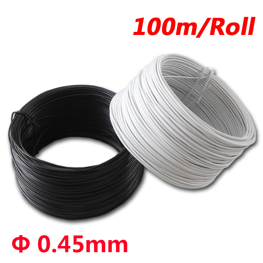 White/Black Wire Dia 0.45mm Plastic Coated Cable Ties Flat Twist Ties 100M/Roll