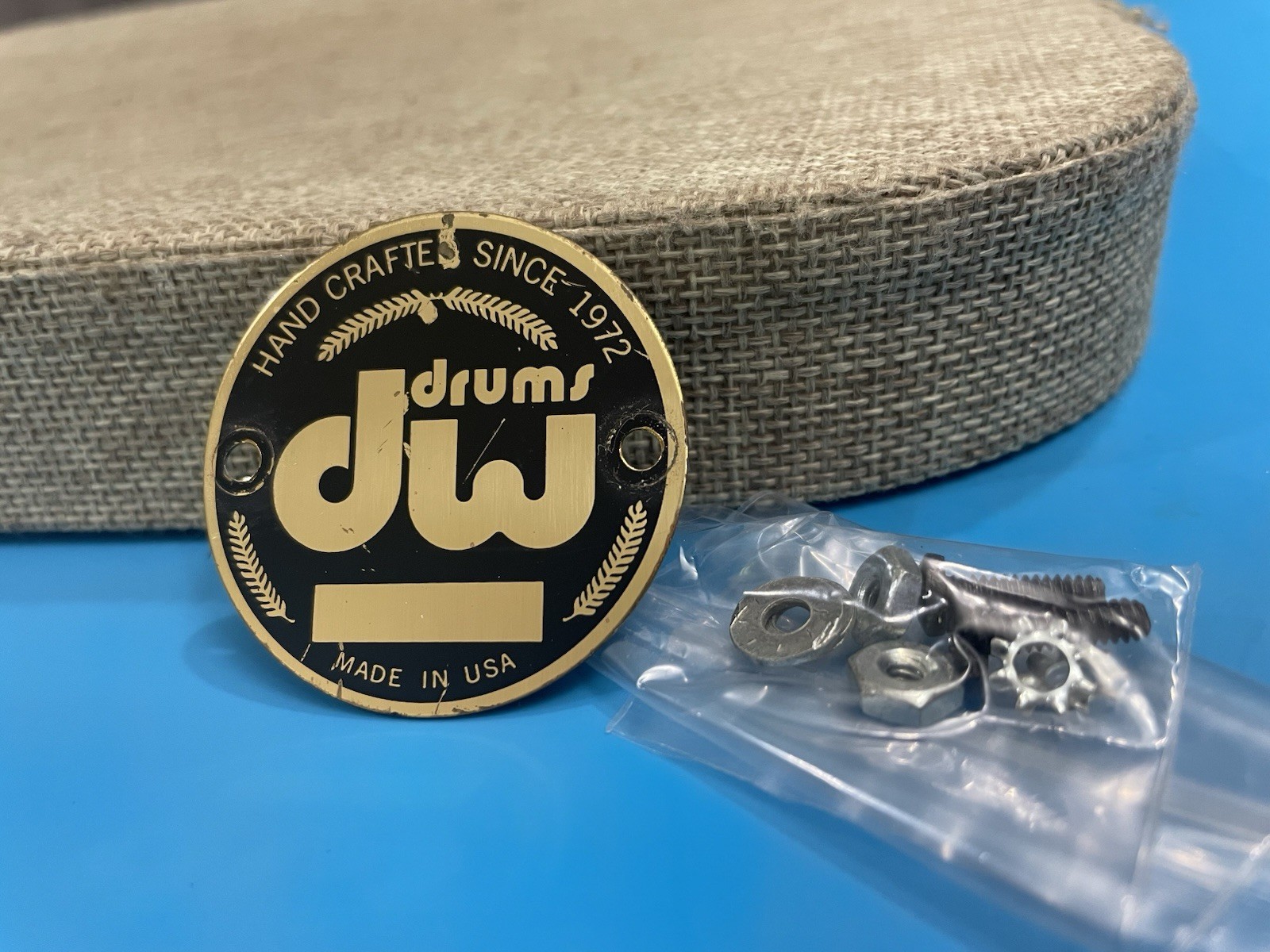 DW Pre-Collectors Series 90’s Snare Drum Floor Tom Badge Brass