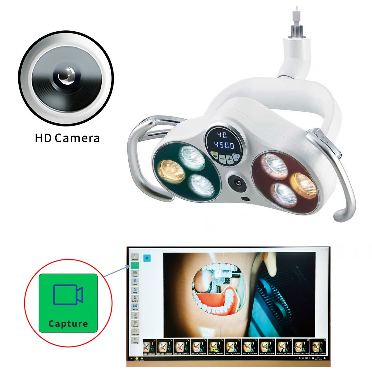 Dental LED Operation Light Oral Sensor Lamp with HD Camera Ceiling-Mounted P183
