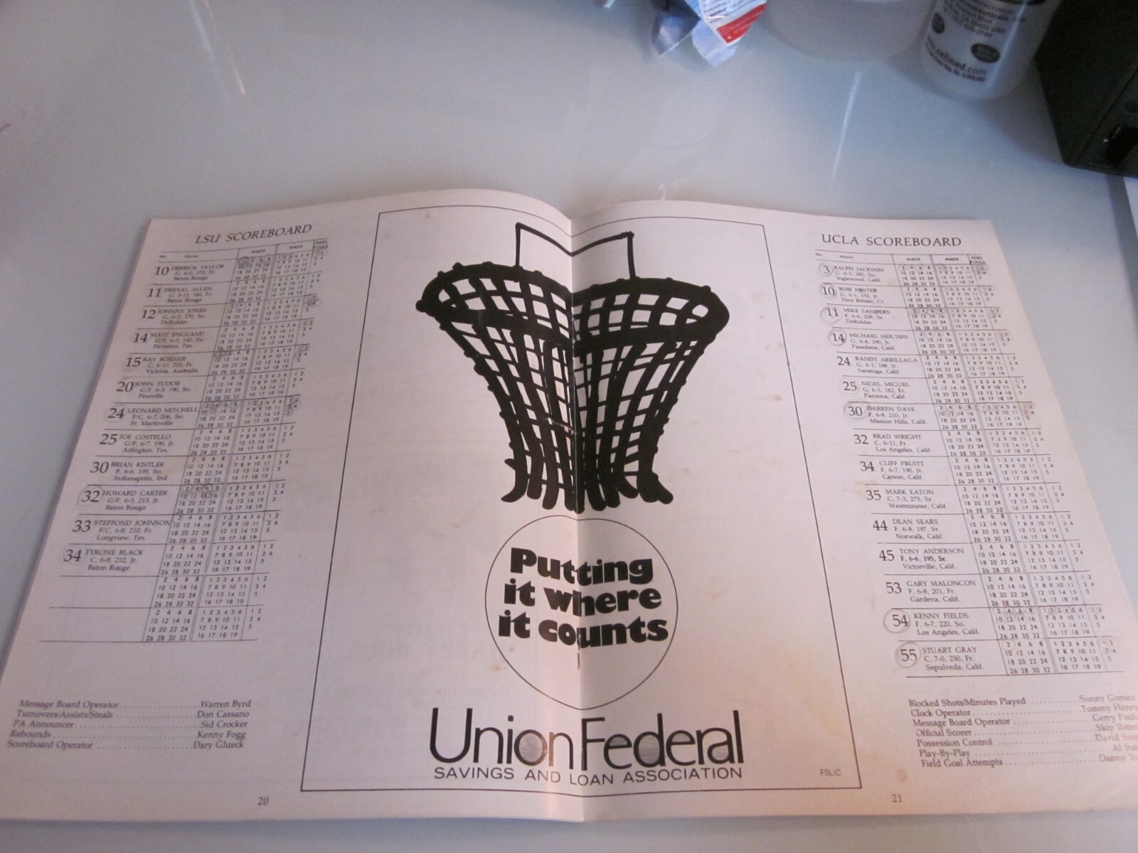 1981 LSU UCLA BASKETBALL PROGRAM SUPERDOME SIGNED BY DALE BROWN