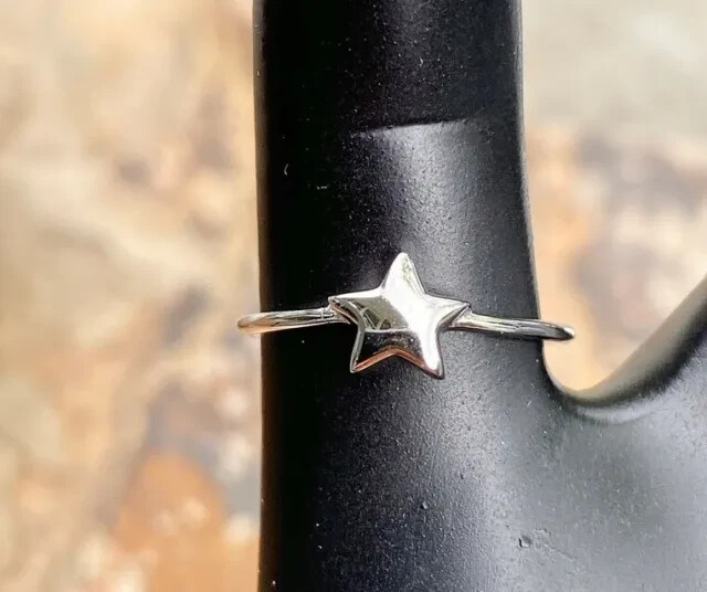Solid White Metal Women's Star Adjustable Band Ring 925 Sterling Silver