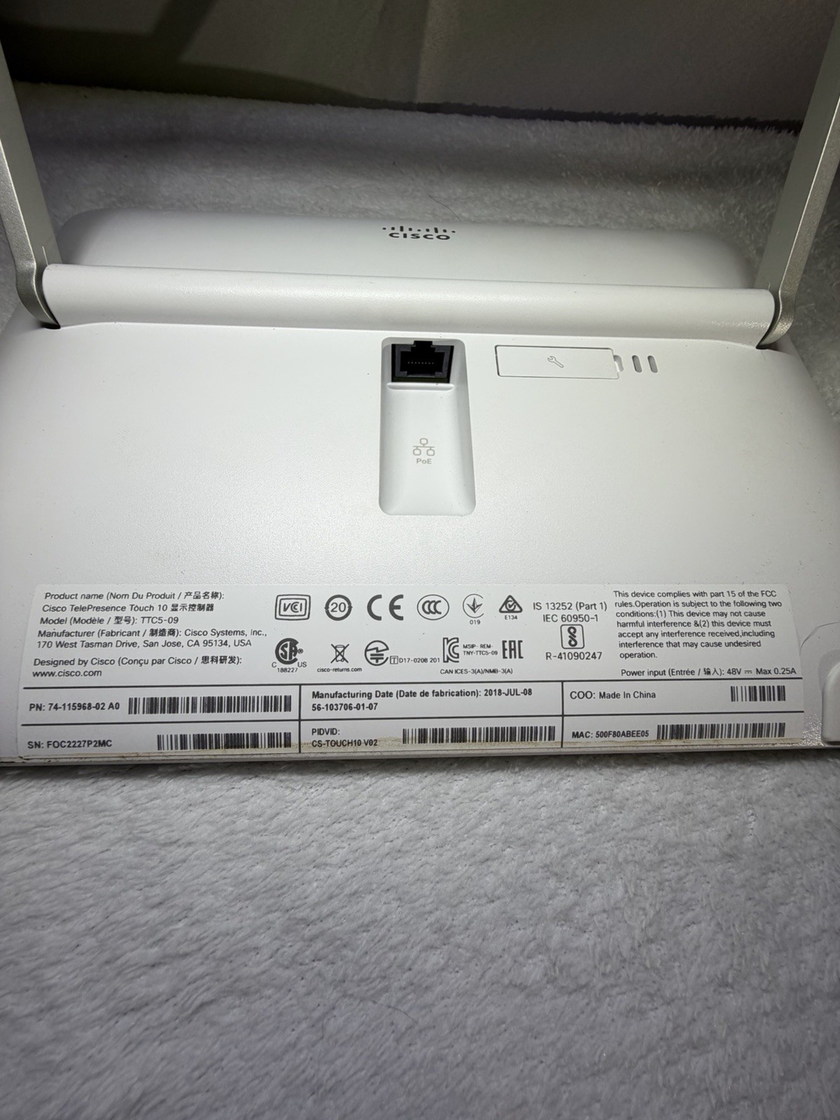 Cisco WebEx Room Kit Mini | TTC7-26 screen and POWER SUPPLY