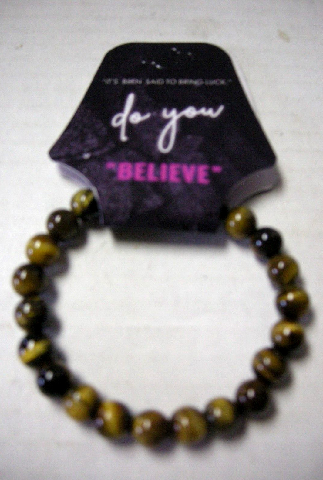 Tiger Eye Bead Bracelet By Do You Believe, Semi-Precious Stretchable, New