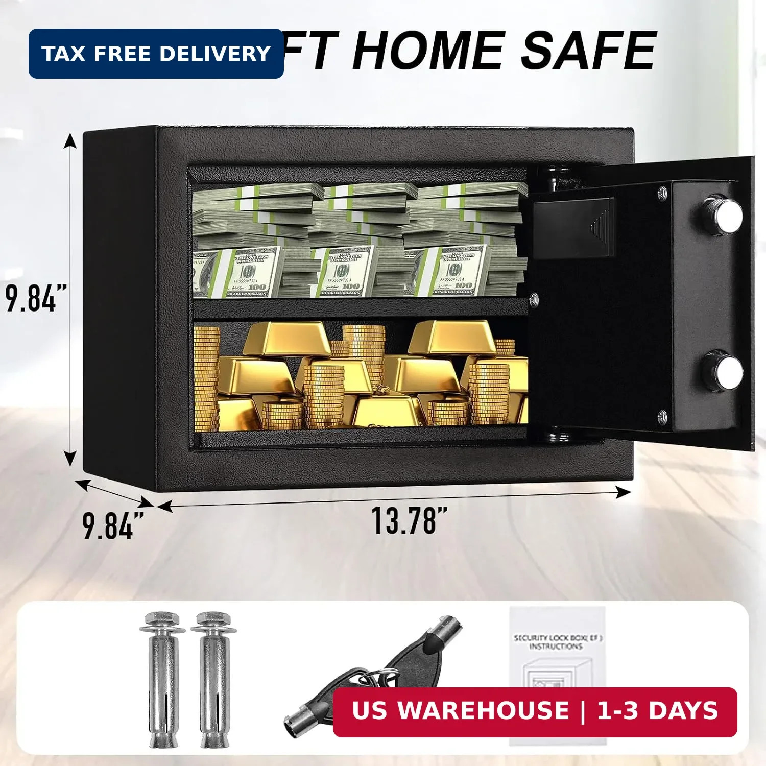 Fireproof Safe Box 0.8 Cuft Electronic Digital Security Box, Keypad Smal