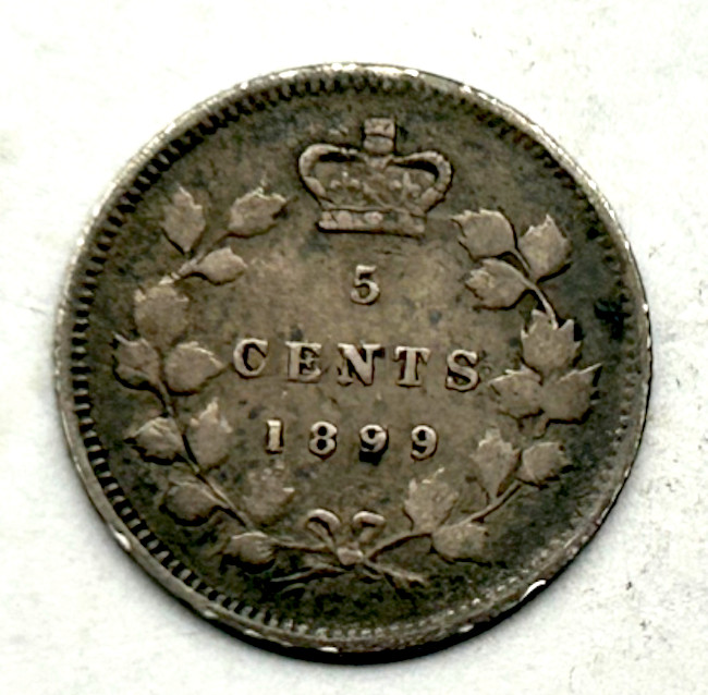 CANADA SILVER 5 CENTS 1899