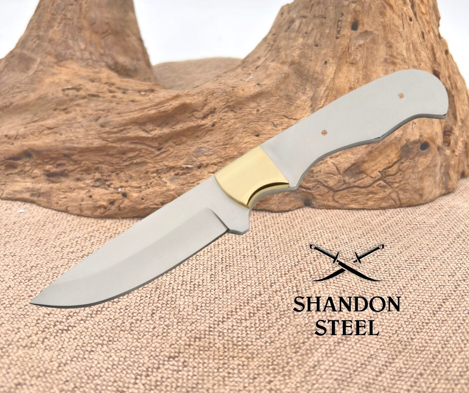Knifemaking Fixed Knife 4" Stainless Full Tang Blank Blade Brass Bolster(s) 7729