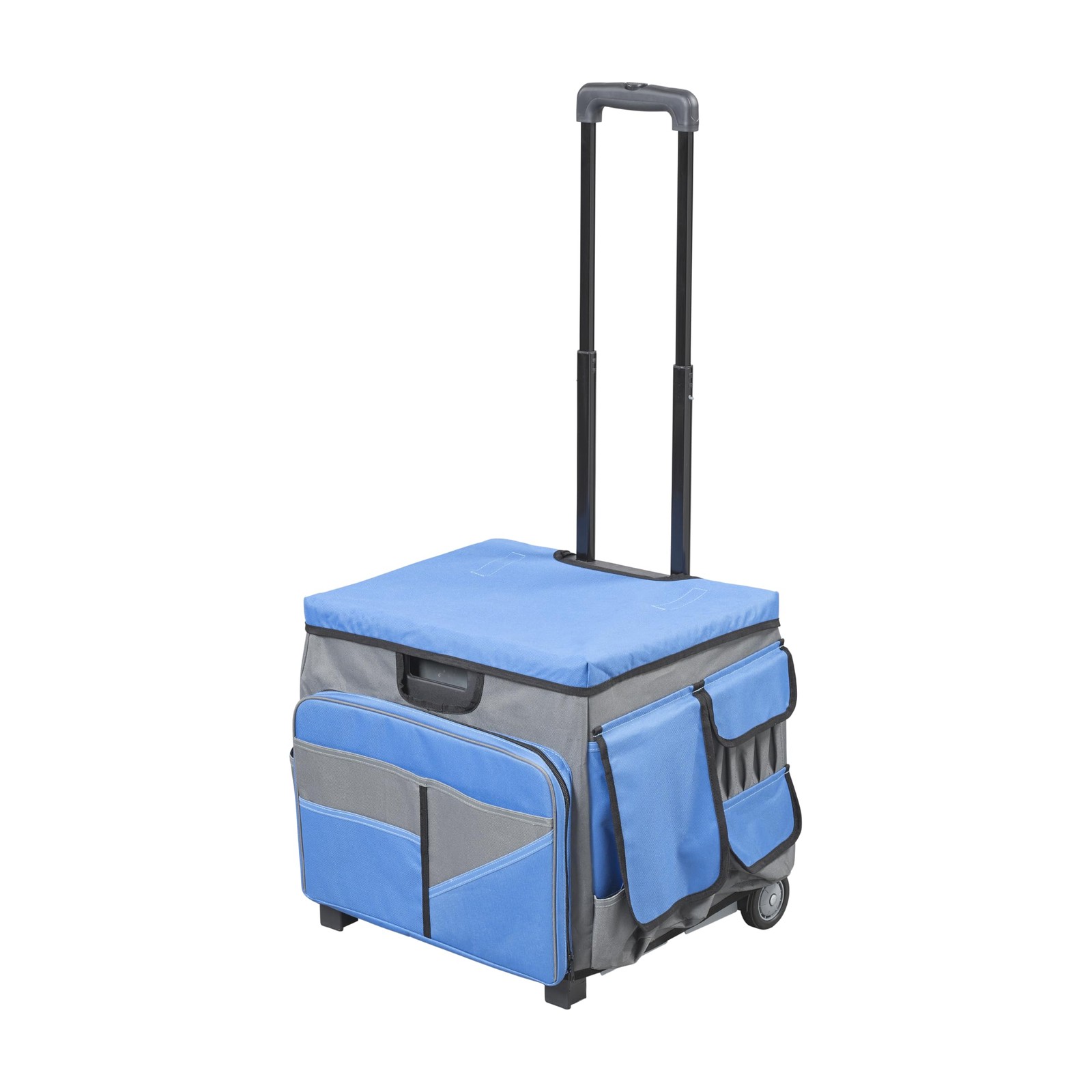 Mobile Folding Utility Cart with Canvas Storage Organizer Bag, Blue/Grey