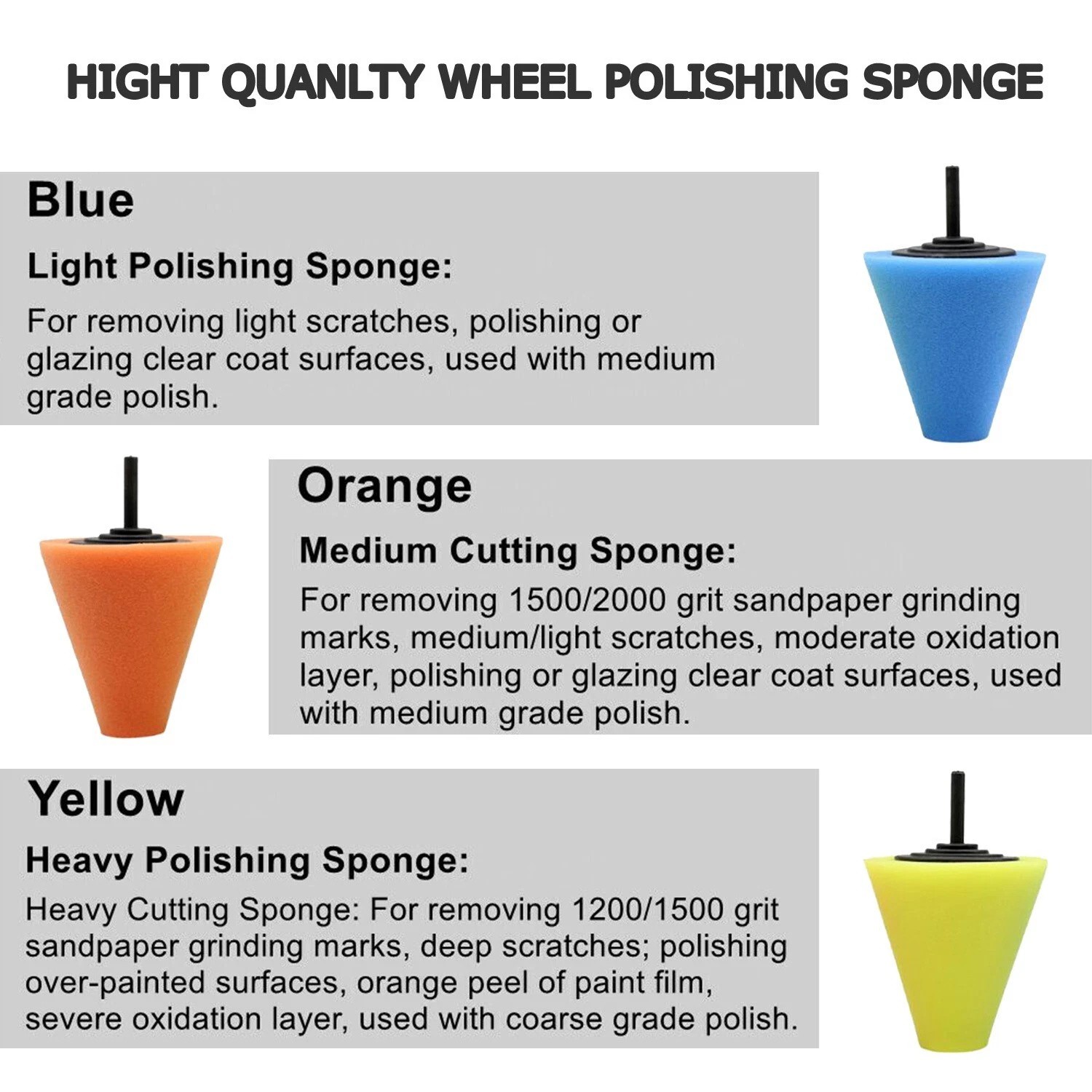 Foam Drill Polishing Cone Ball Pads Kit Car Hub Waxing Buffing Wheel Polisher 5x