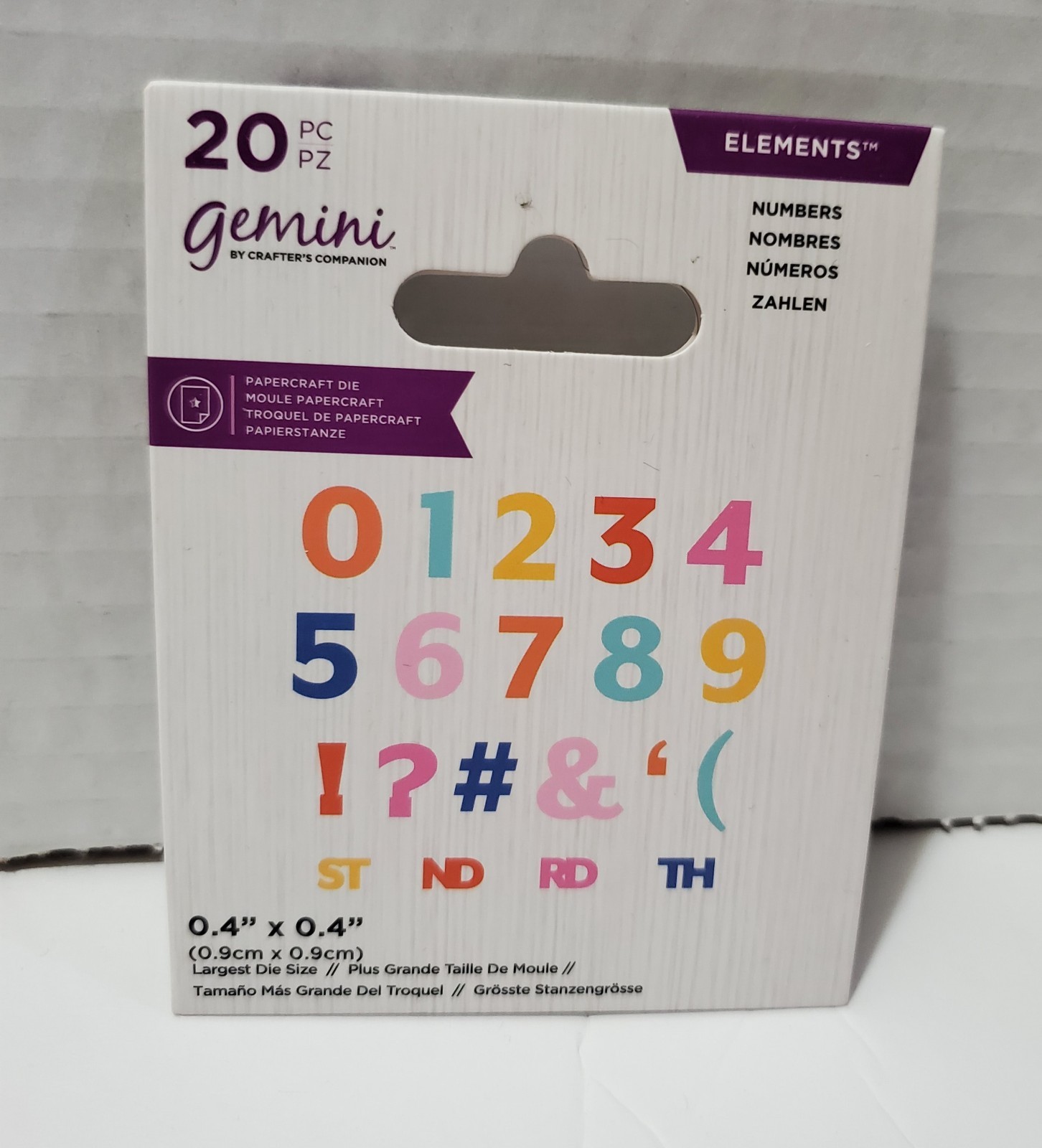 CC1 Crafters Companion Elements Numbers 0.4" X 0.4" 20 Pc Die Set