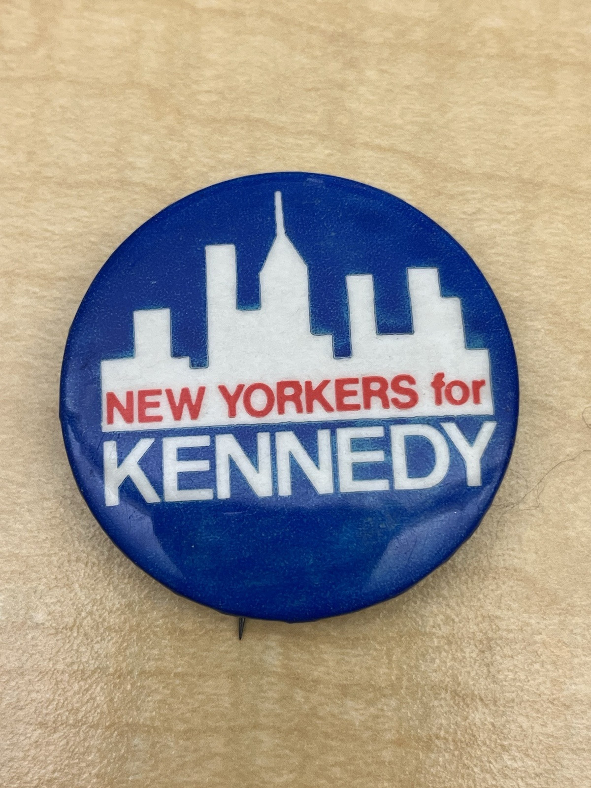 Vintage New Yorkers For Kennedy Campaign Political Election Button Metal 1” 1980