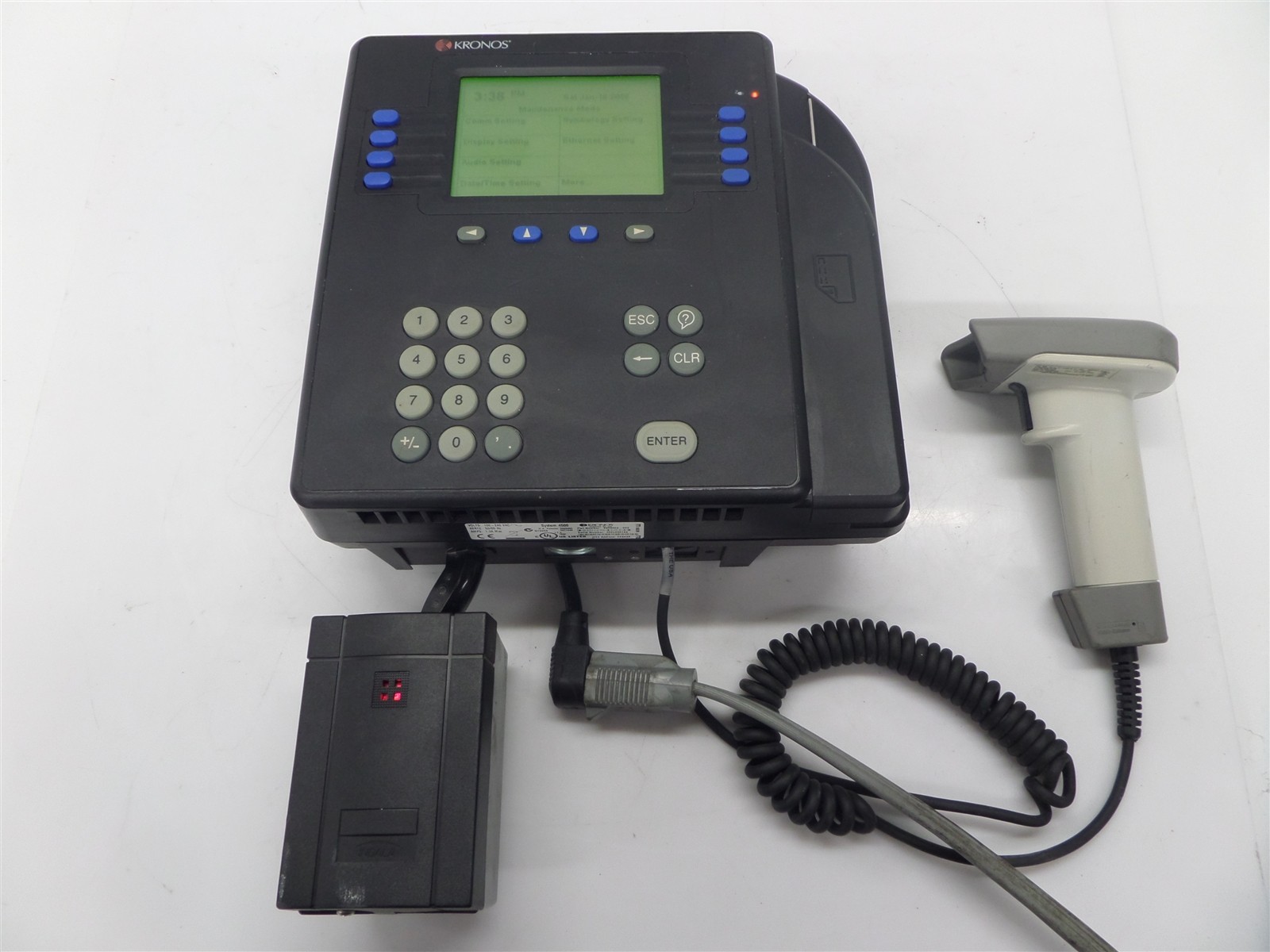 Kronos 4500 Digital Time Clock System 8602004-003 w/ Card Reader & Scanner