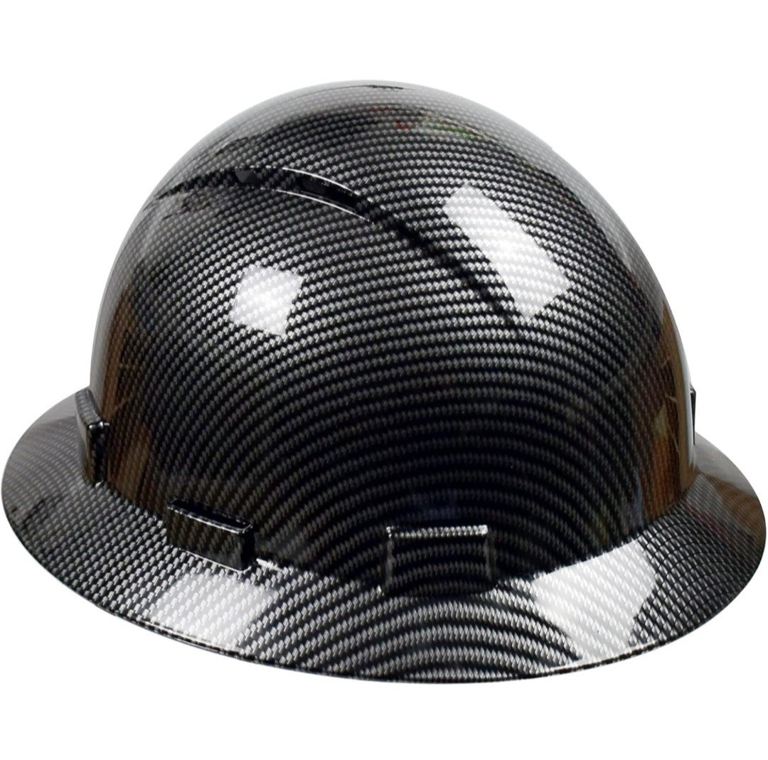 Black ABS Dipped Carbon Fiber Full Brim Hardhat