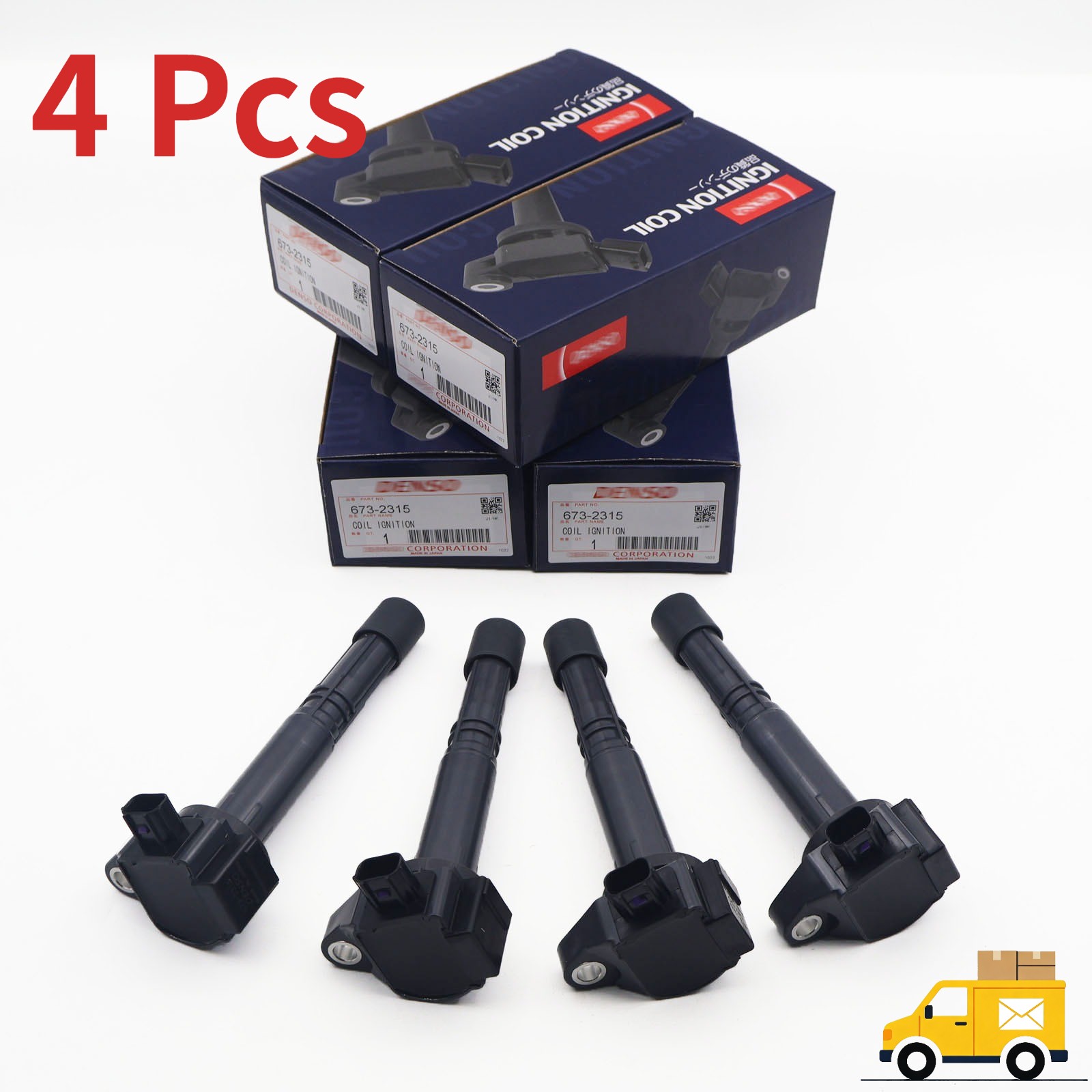 4PCS 30520-5A2-A01 Denso Ignition Coil 673-2315 For Honda Accord CR-V Acura 2.4L