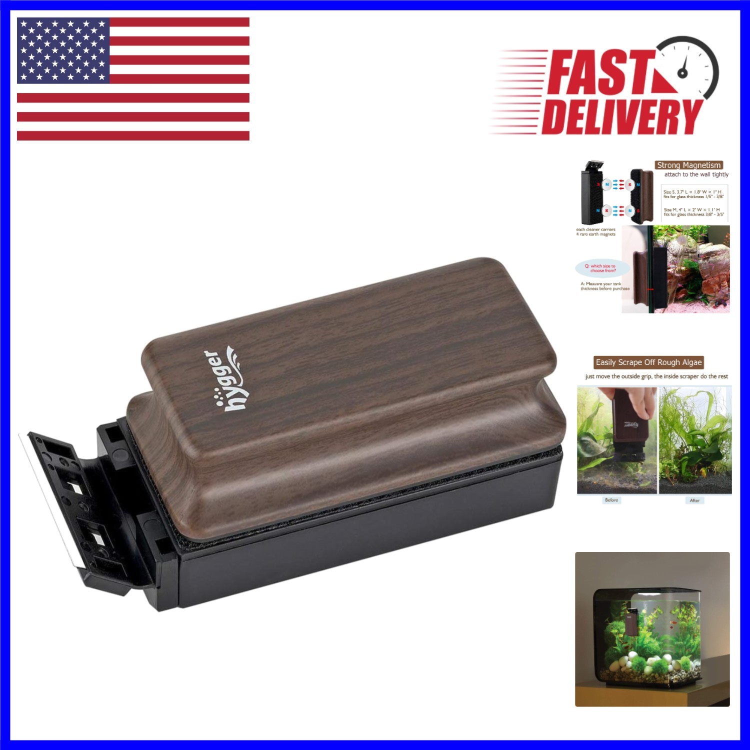 Aquarium Strong Magnet Cleaner with Ergonomic Design for Effortless Cleaning