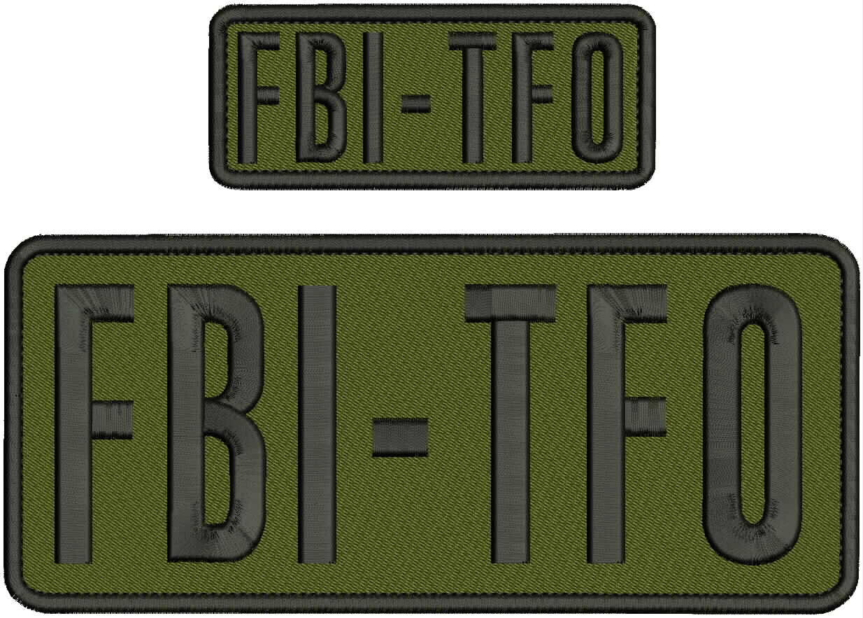 F TFO EMBROIDERY PATCH 4X10 AND 2X5 HOOK ON BACK BLACK ON OD GREEN