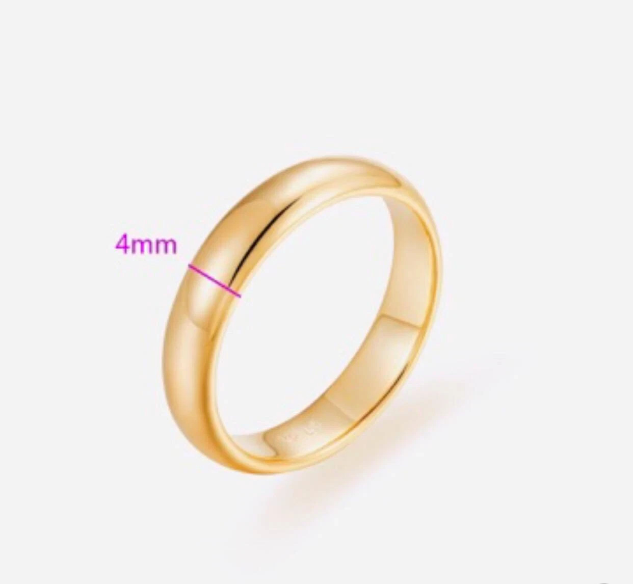 9ct 9K Gold Plated Men Women Wedding Ring Band D Shaped White Yellow Rose Gold