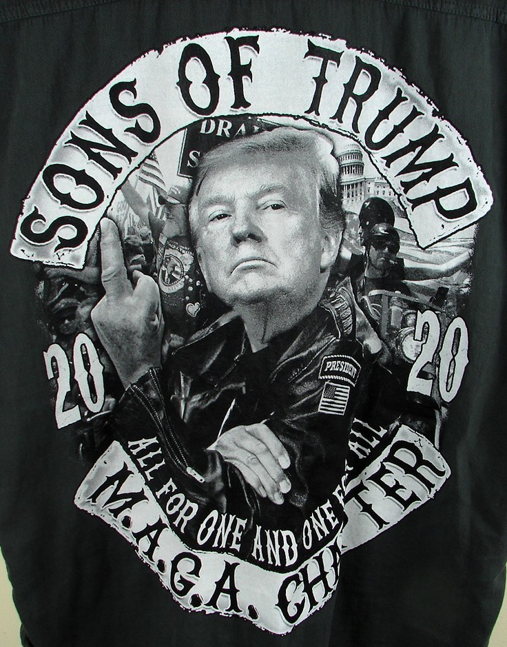 Donald Trump 2020 Sons Of Trump MAGA Chapter Sleeveless Button Down Shirt Size L