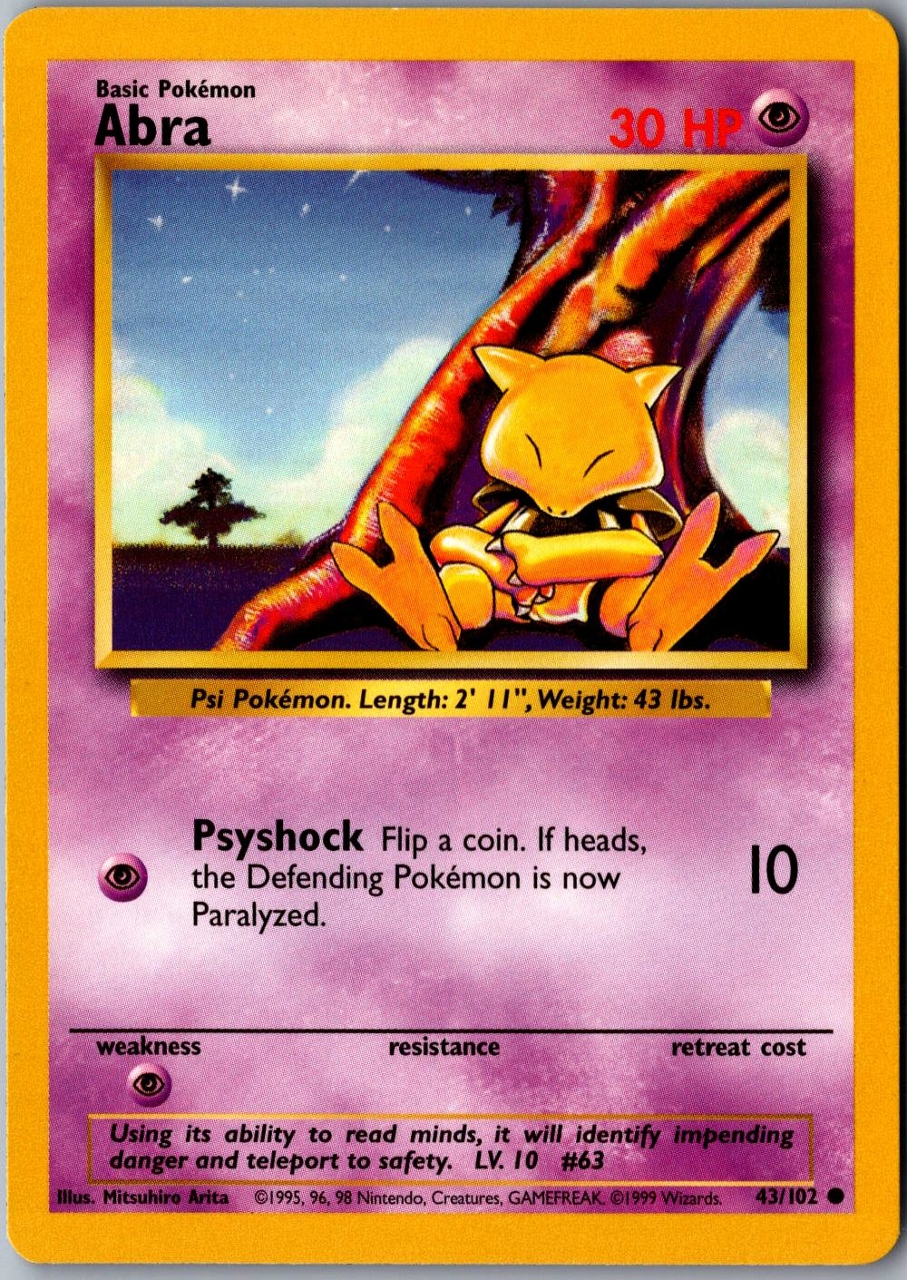 Abra 043/102 Common Base Set Lightly Played Pokemon Card TCG Single