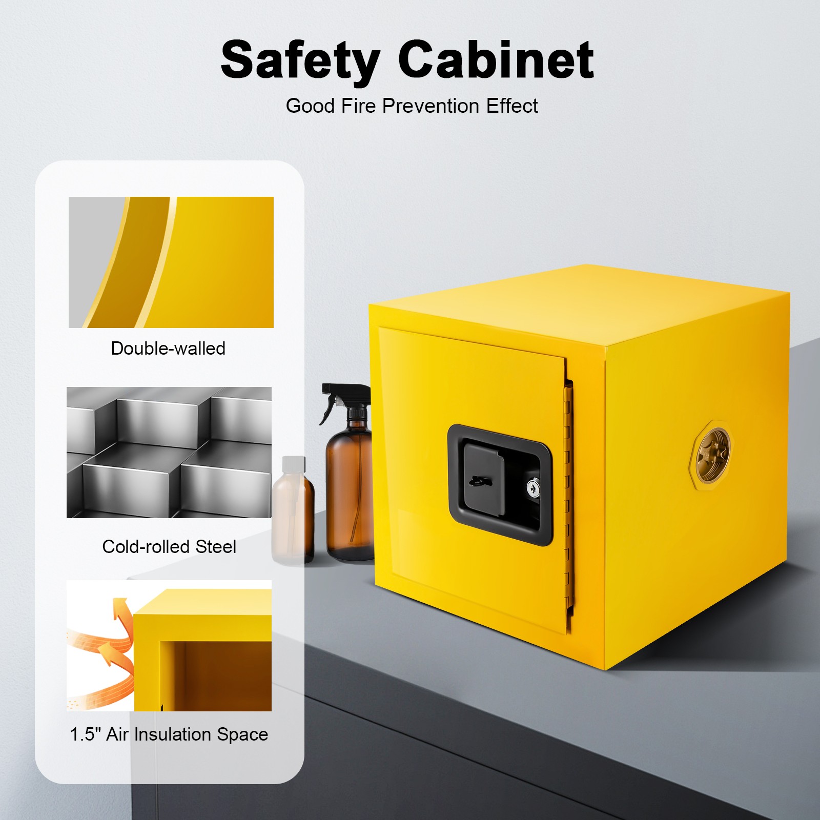 2 Gallon Safety Cabinet for Flammable Liquids Hazardous Storage Bin Leak-proof