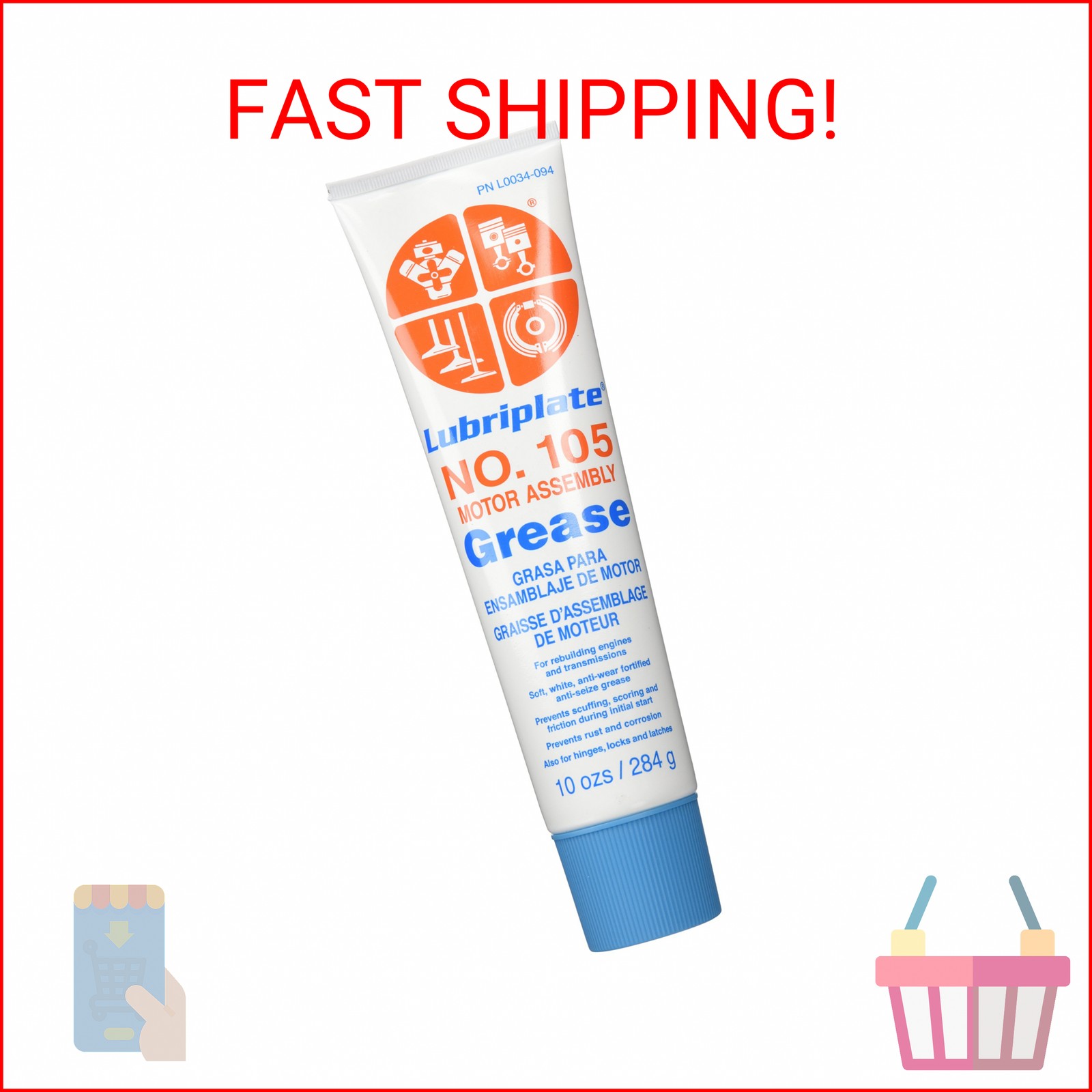 Lubriplate L0034-094 No. 105 Motor Assembly Grease, 10 oz