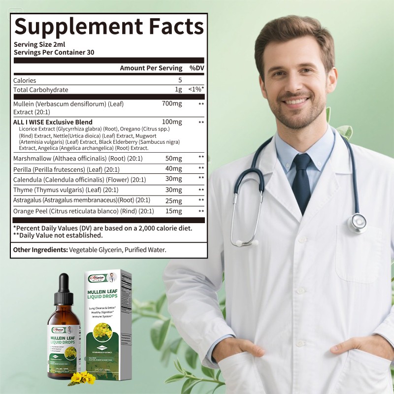 2 PACK Mullein Drops for Lungs, Detox and Cleanse Mullein Extract Supplement