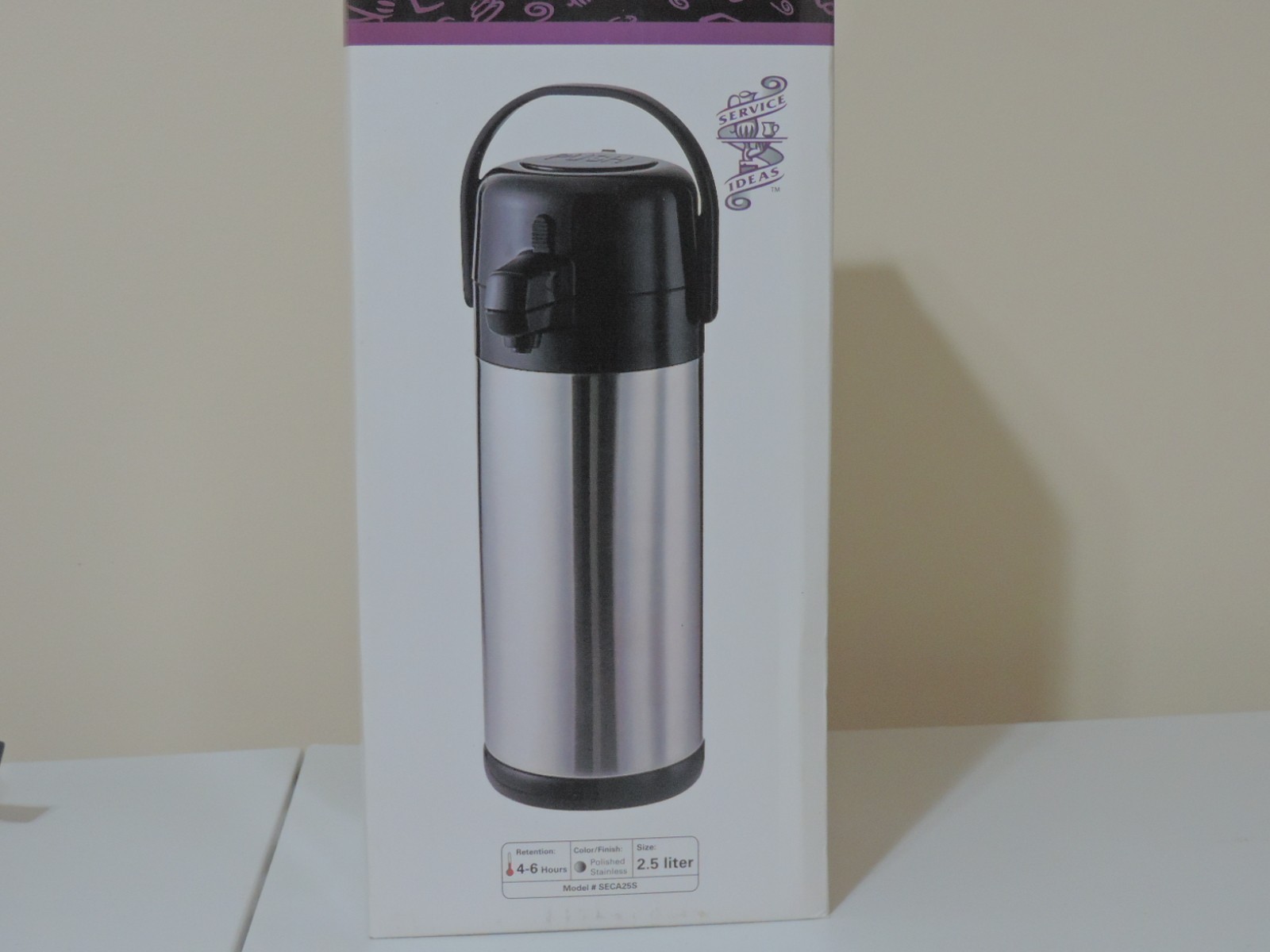 Economy Polished Stainless Airport 2.5 Liter, Vacuum Insulated Model SECA25S