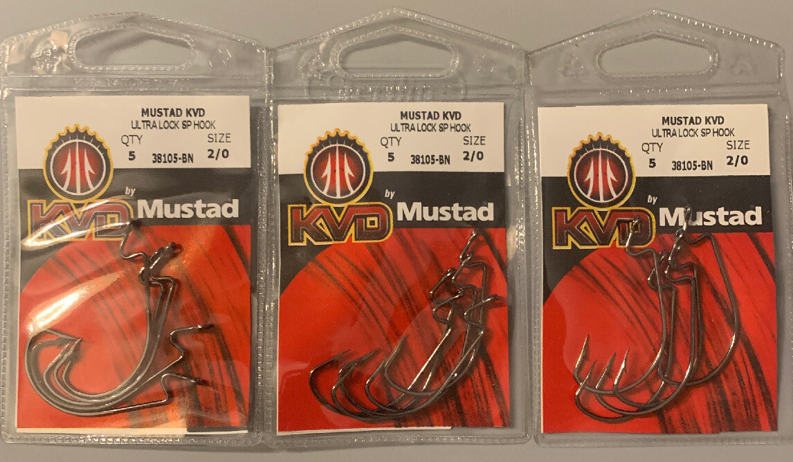 3 Packs Mustad KVD Ultra Lock Soft Plastics Hooks 2/0