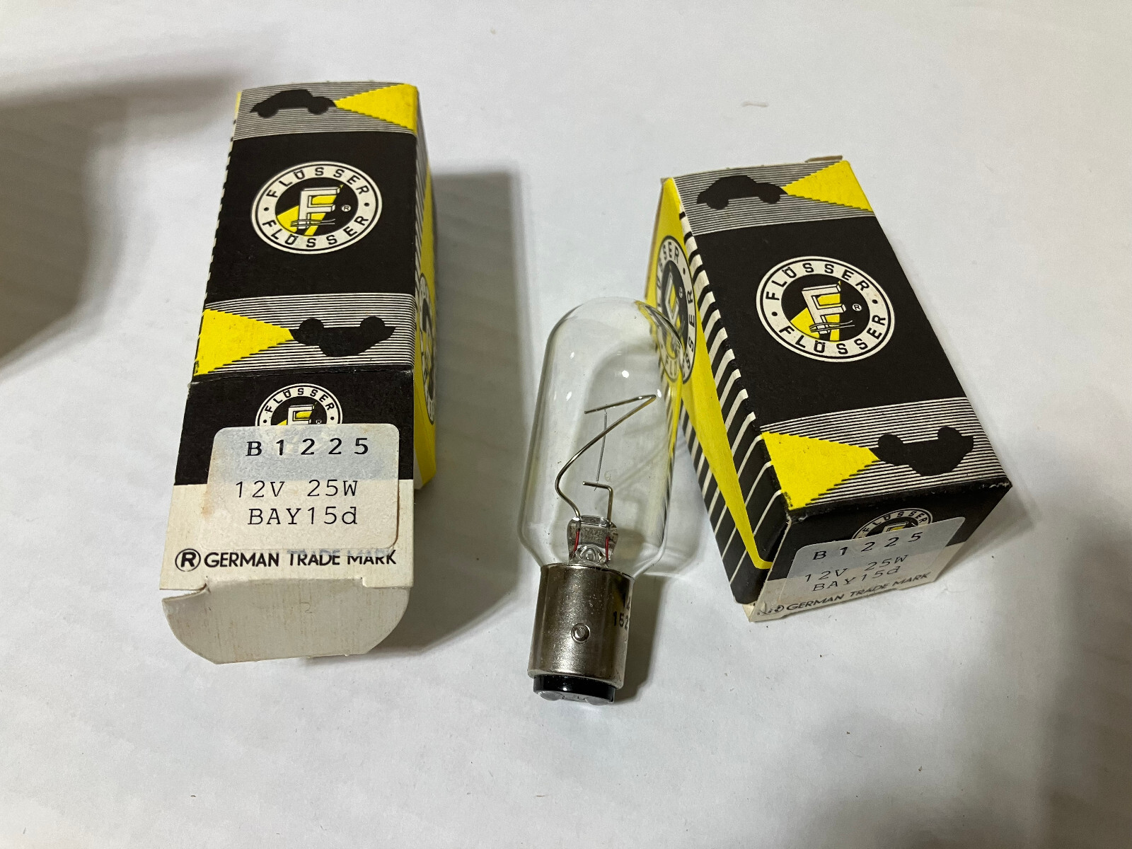 Automotive, Marine Bulb B1225   12V 25W BAY15d Flosser Germany Vintage lot of 2
