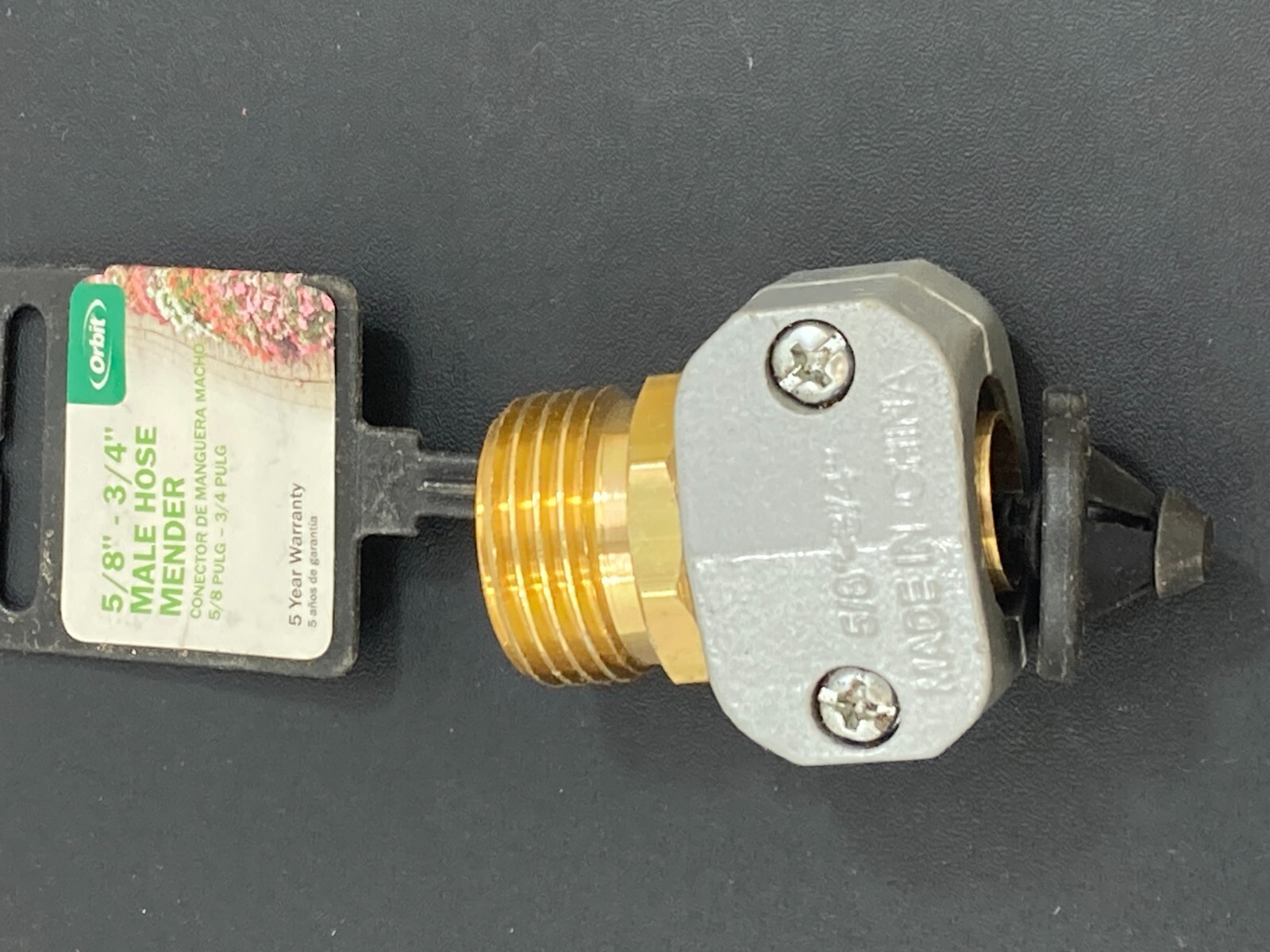 5/8" - 3/4" Male Hose End Mender ~  Aluminum And Brass (NO PLASTIC)