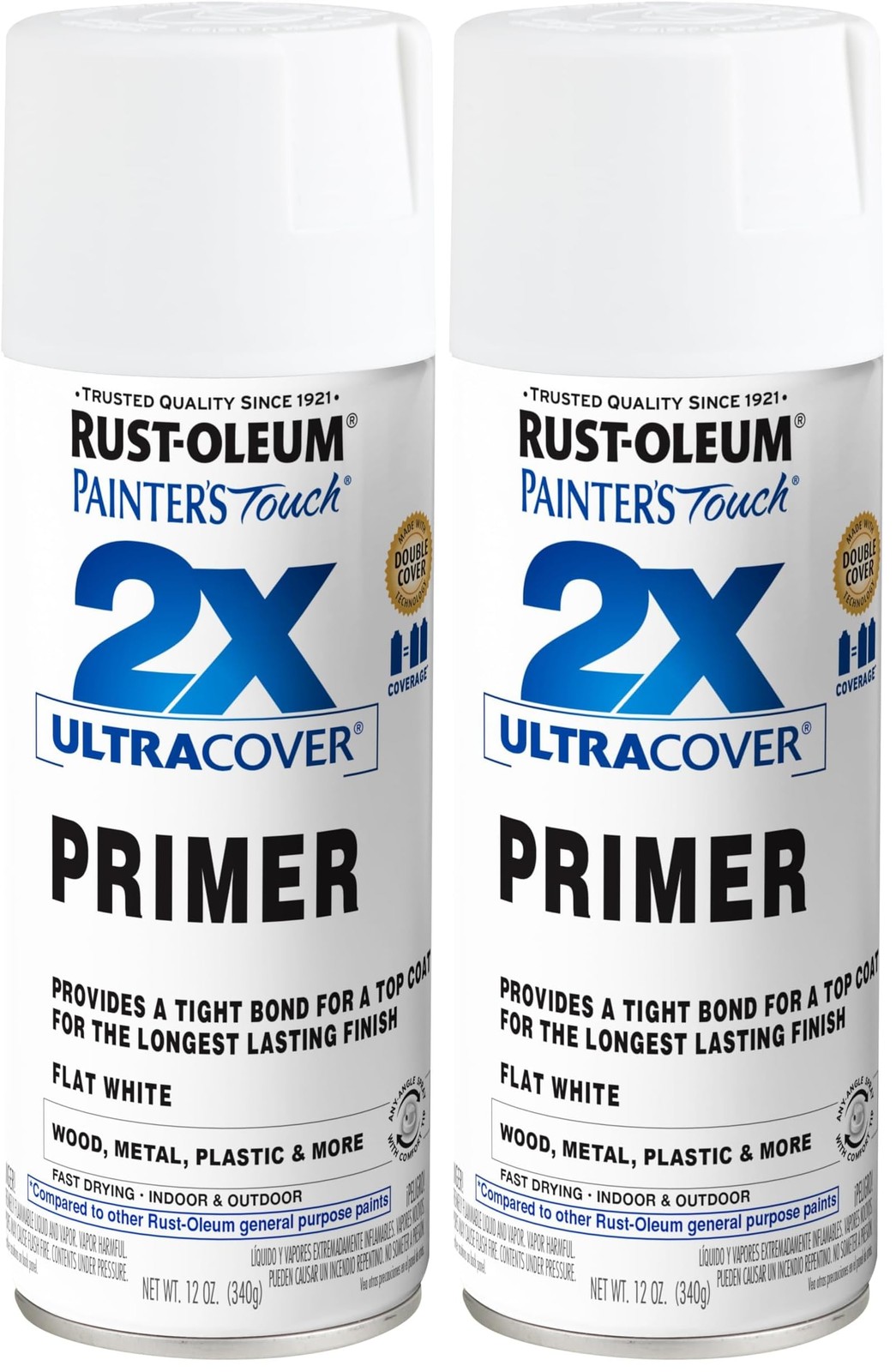 Rust-Oleum 249058 Painter's Touch 2X Ultra Cover, 12 Fl Oz , Flat White Primer,
